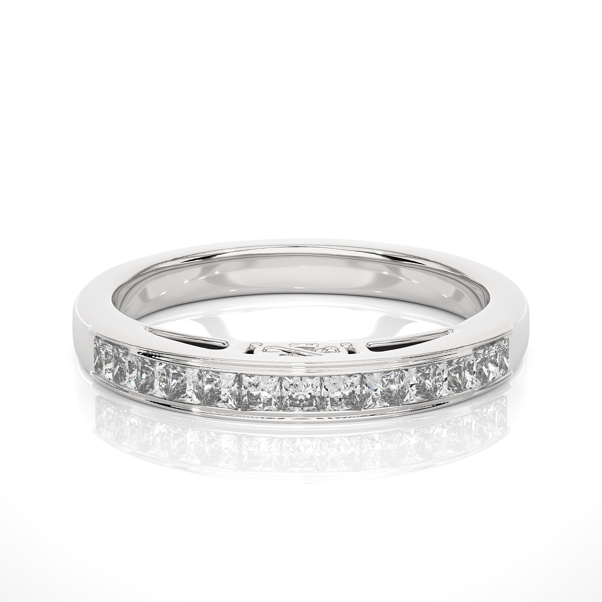 Princess Diamond Eternity Band Filigree Accent Ring