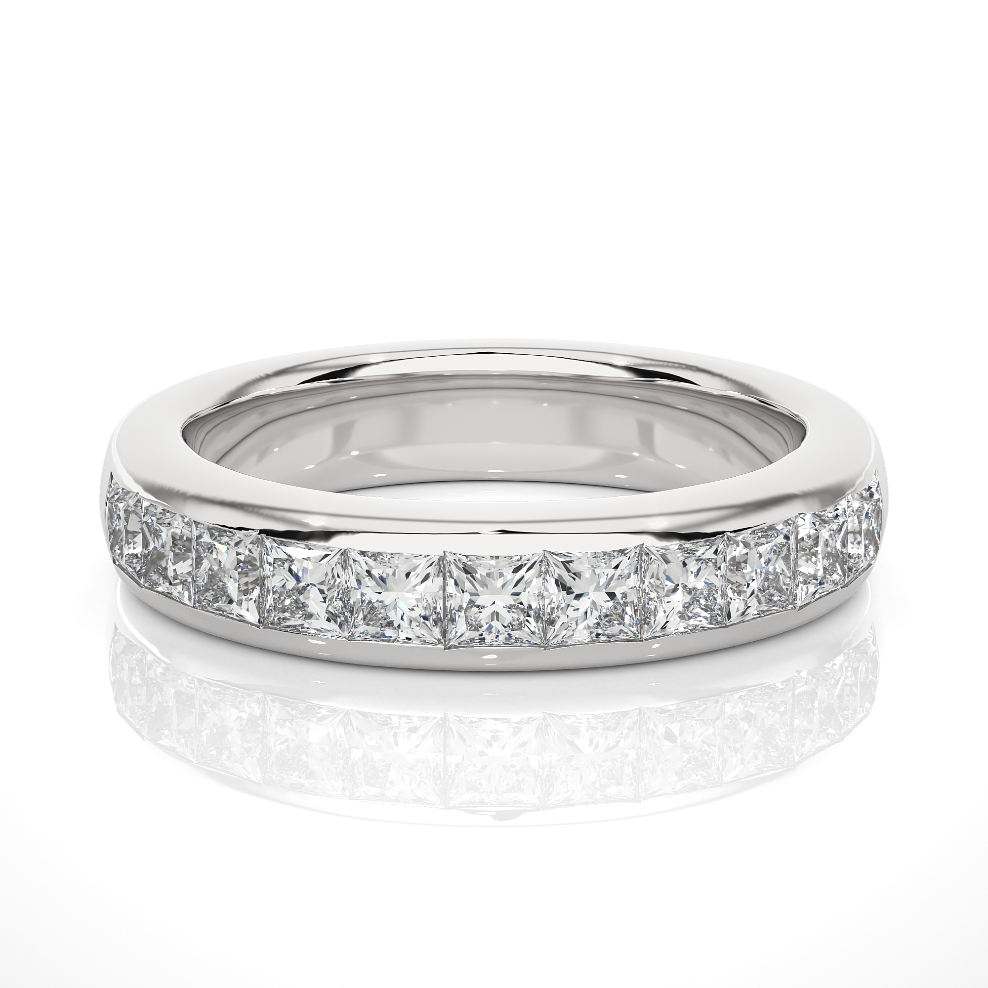 Channel Set Princess Cut Diamond Wedding Band