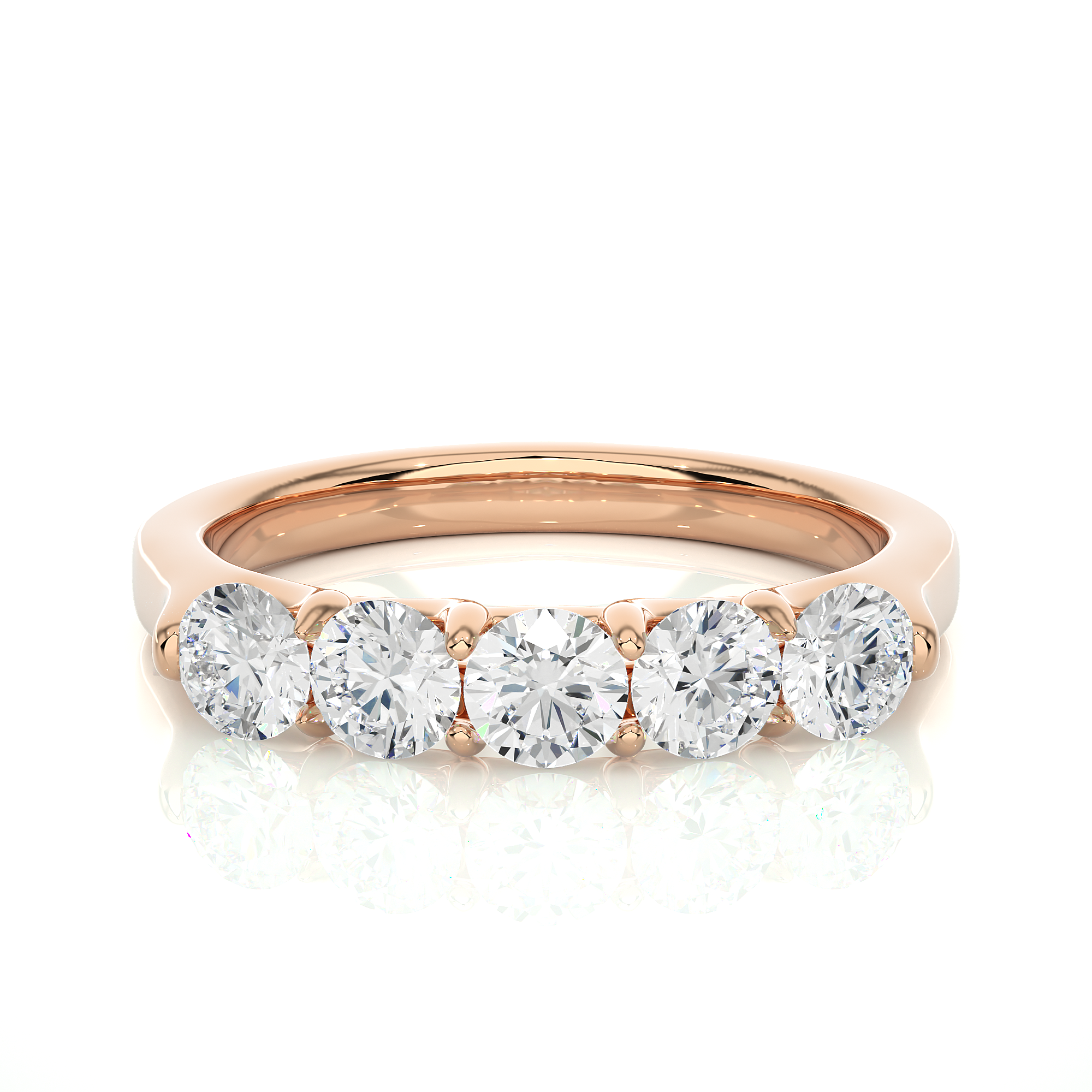 Five-Stone Round Diamond Wedding Band