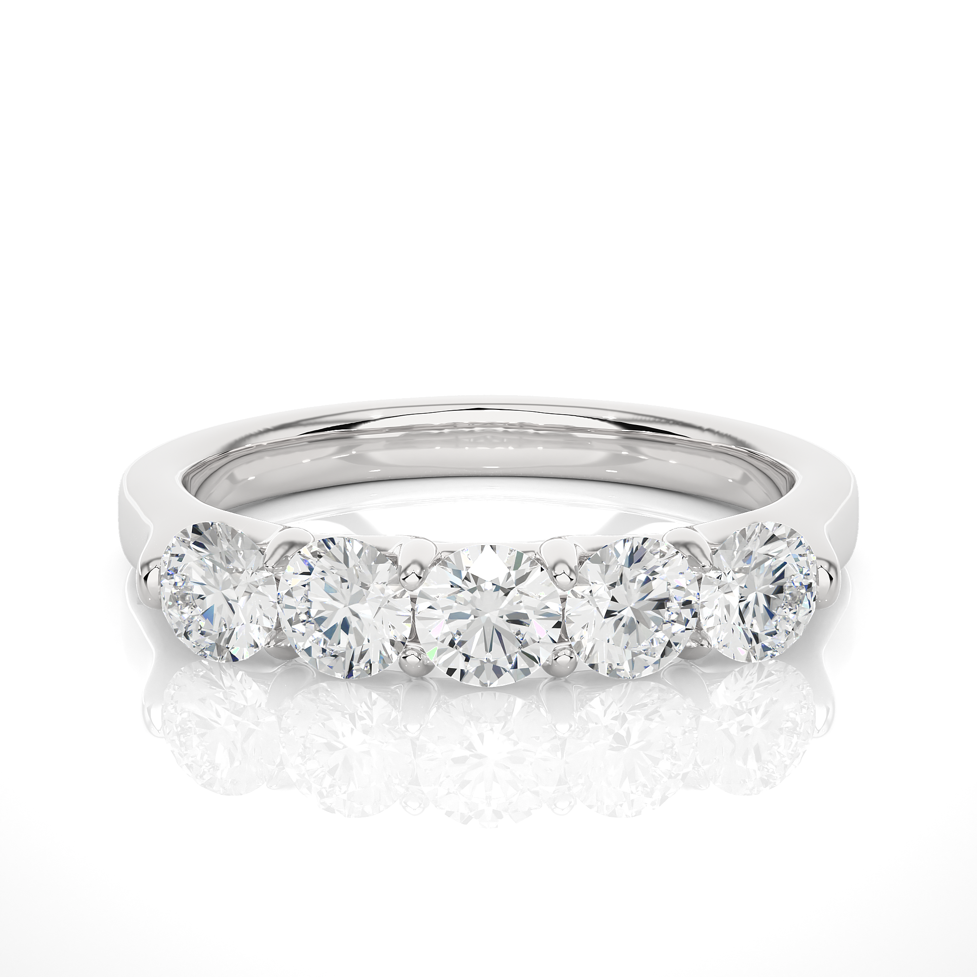 Five-Stone Round Diamond Wedding Band