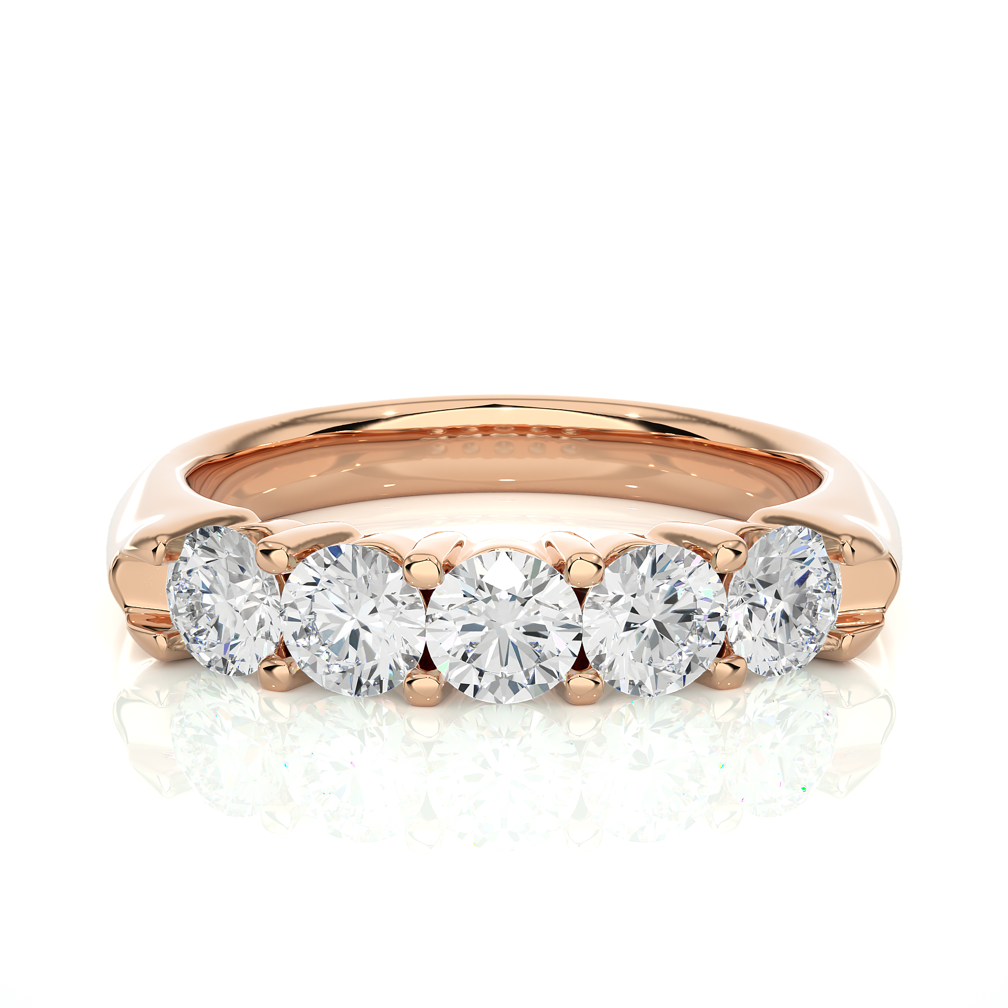 Five-Stone Round Diamond Wedding Ring 