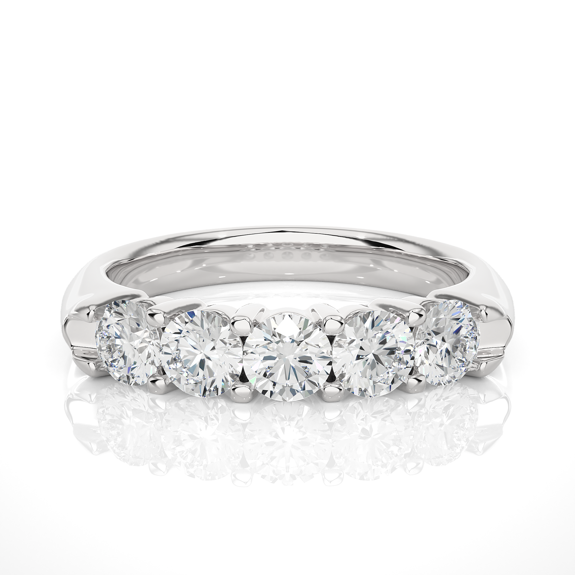 Five-Stone Round Diamond Wedding Ring 