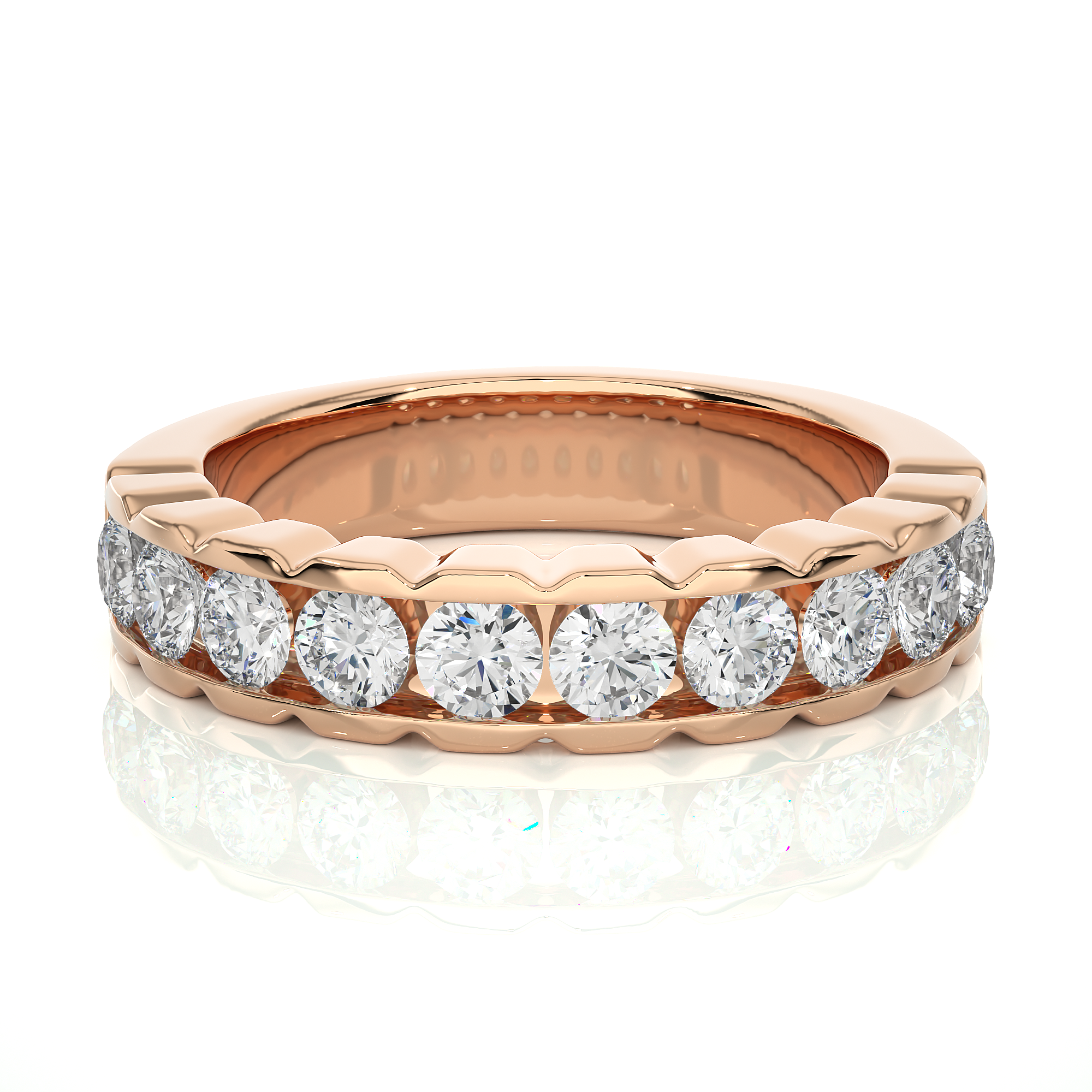 Bold Round Diamond Wedding Band