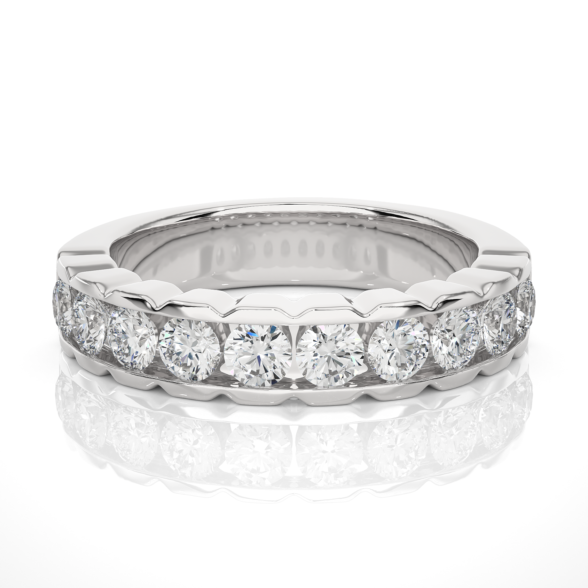Bold Round Diamond Wedding Band