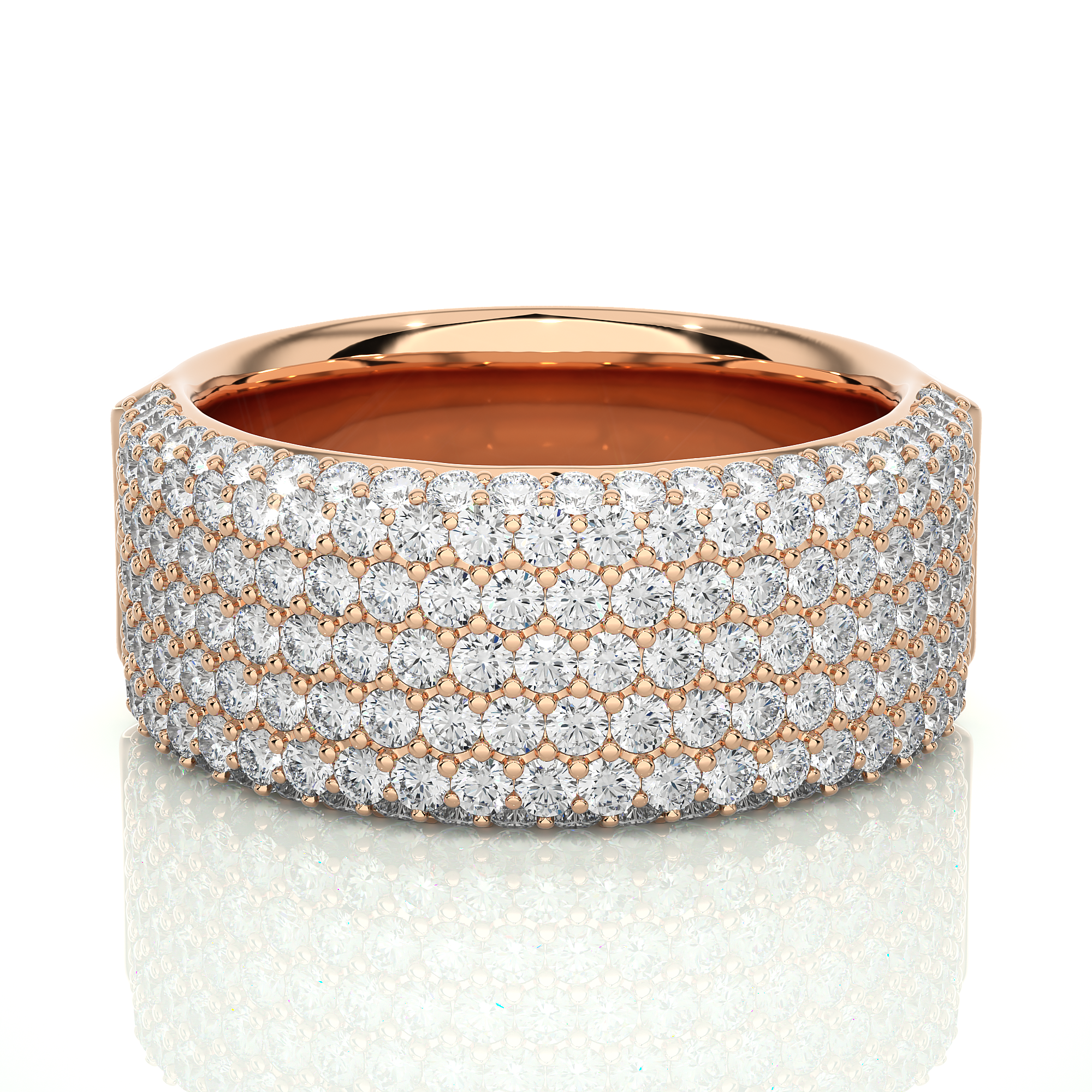 Multi-Row Round Diamond Wedding Band