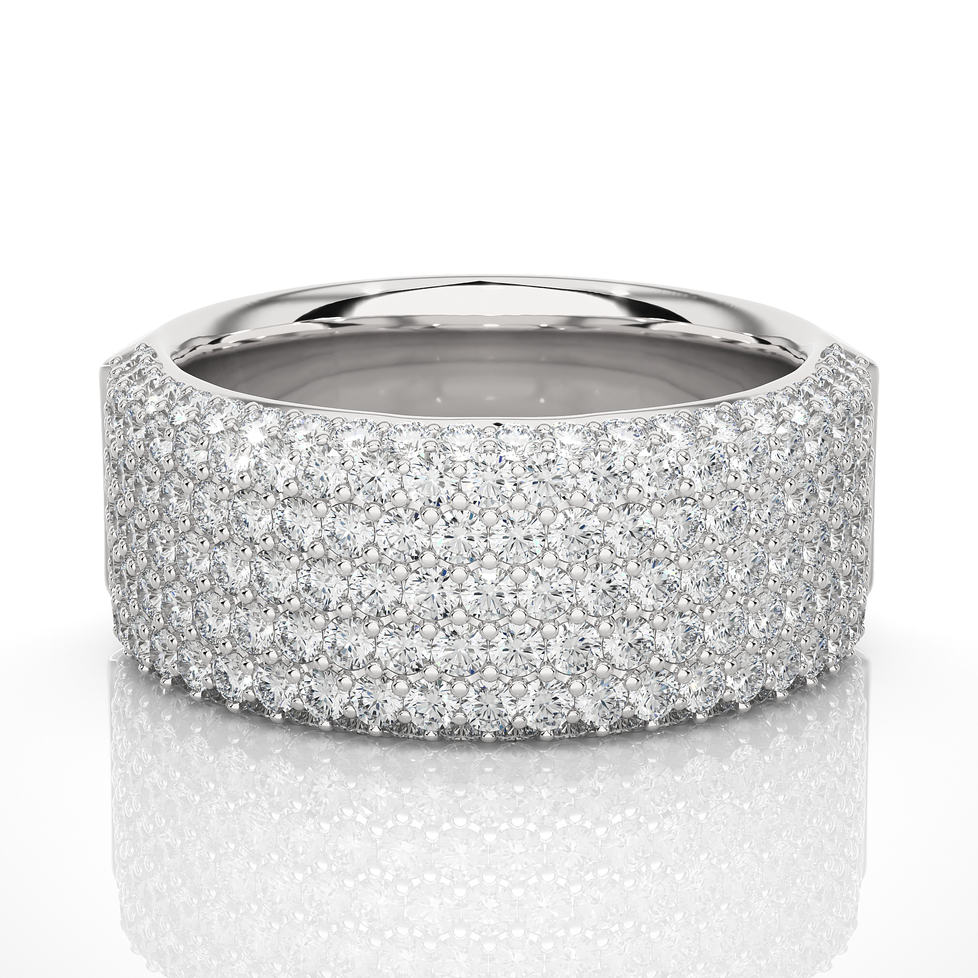 Multi-Row Round Diamond Wedding Band