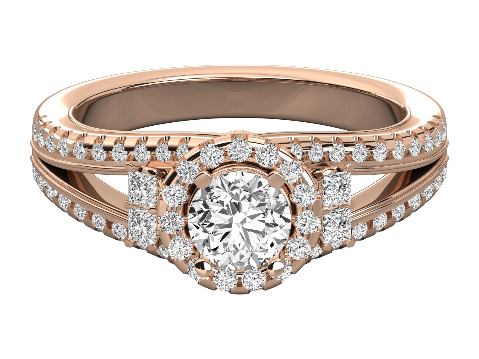 Split Shank Halo Engagement Ring