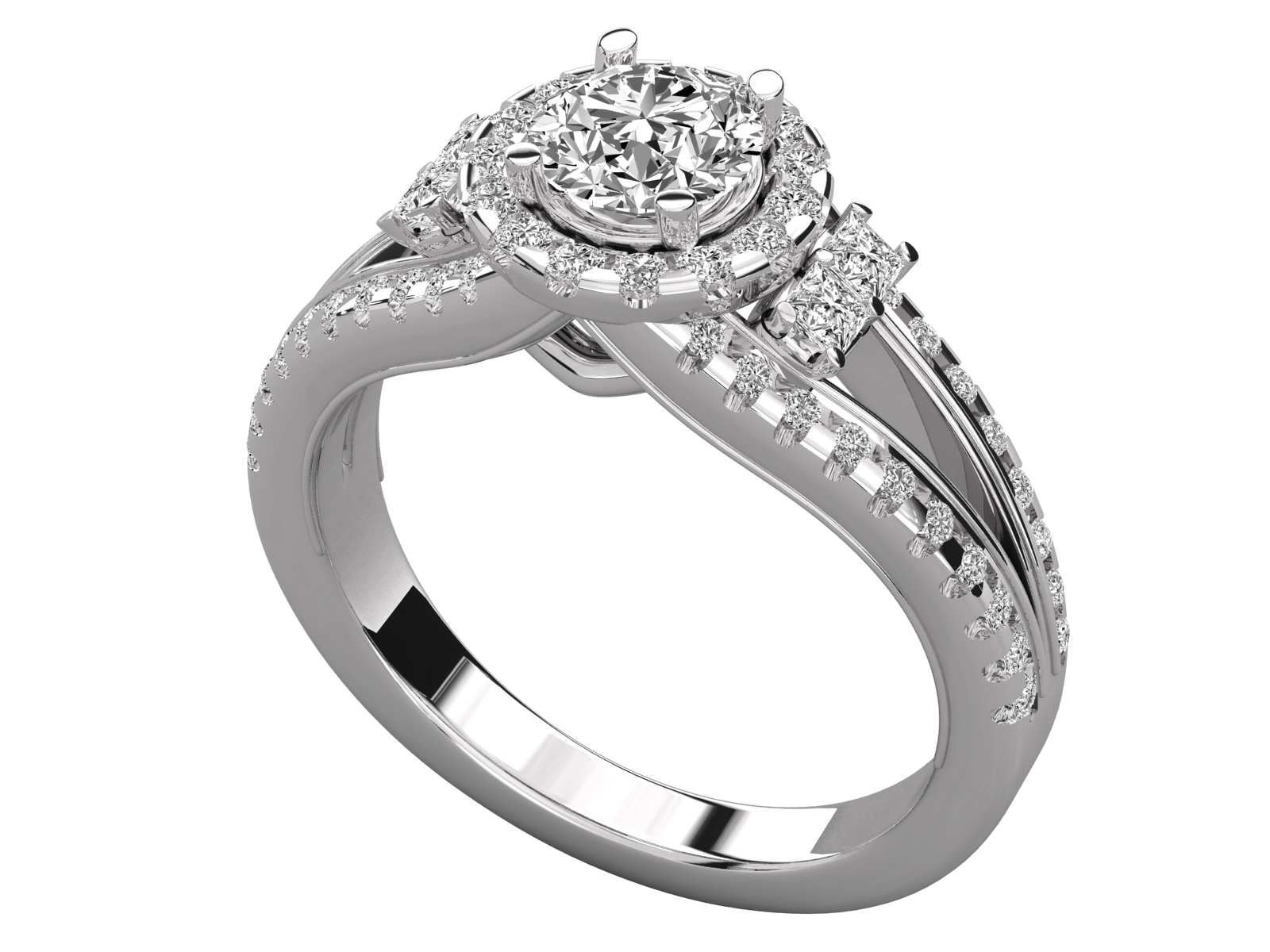 Split Shank Halo Engagement Ring