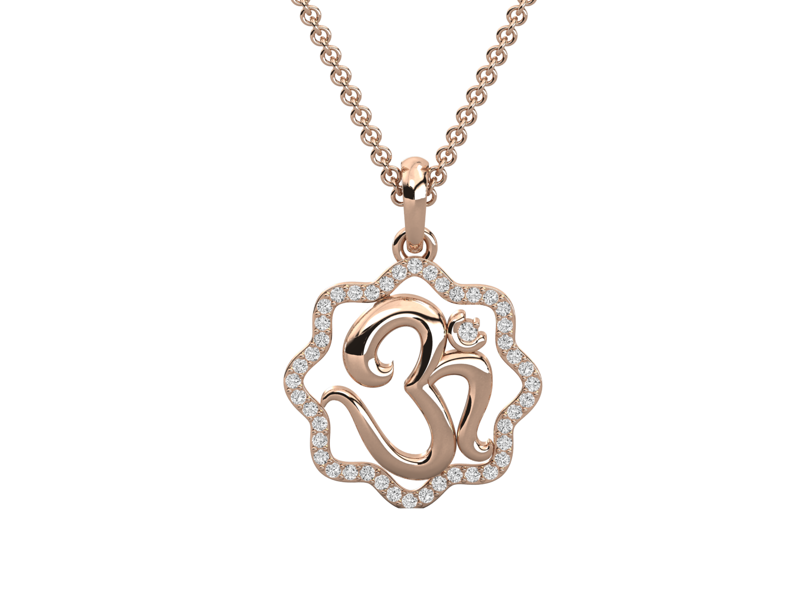 Diamond Lotus Om Pendant
