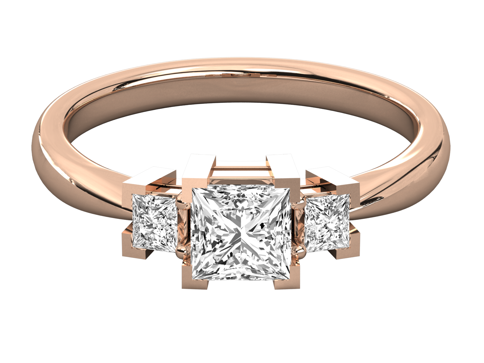 Princess-Cut Three-Stone Diamond Ring