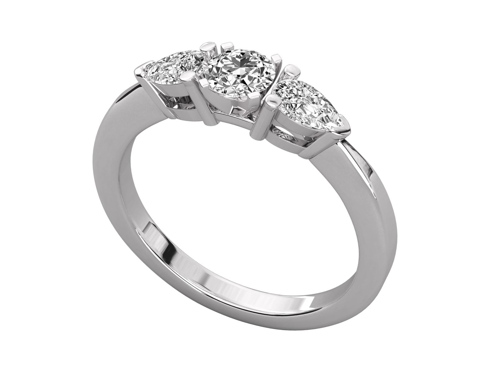 Trio Pear & Round Diamond Ring