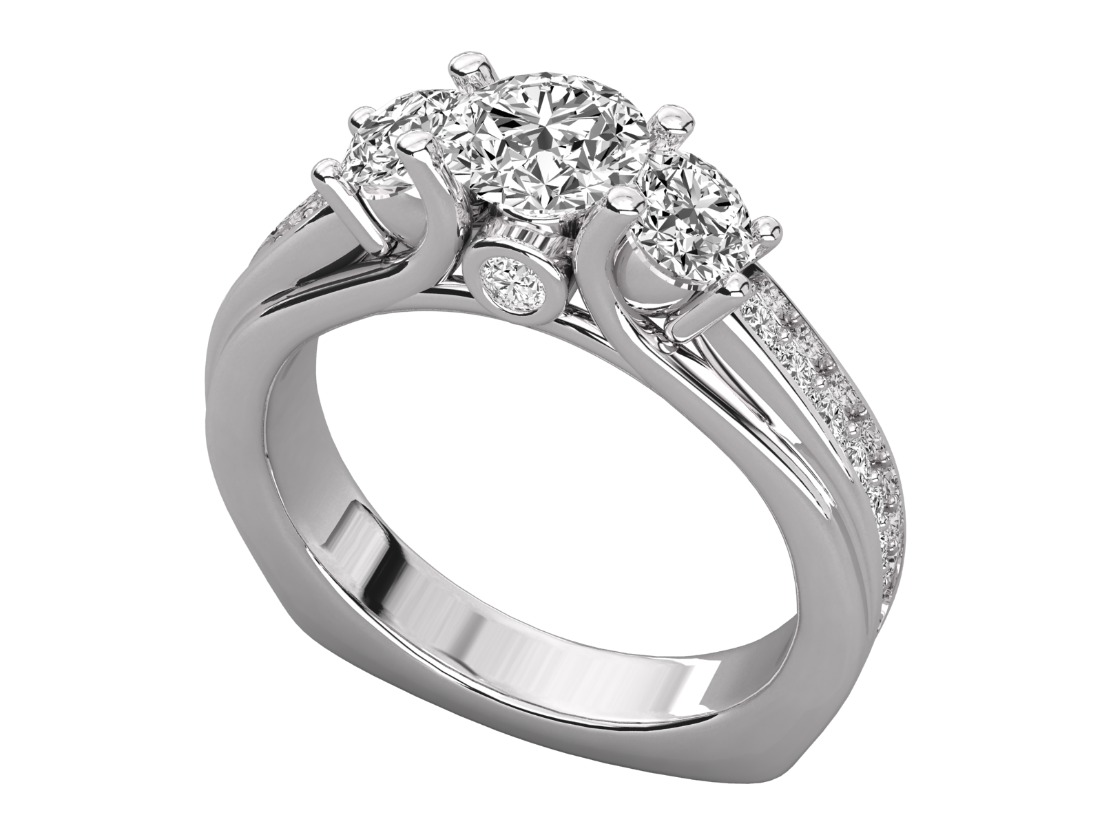 Three-Stone Diamond Engagement Ring