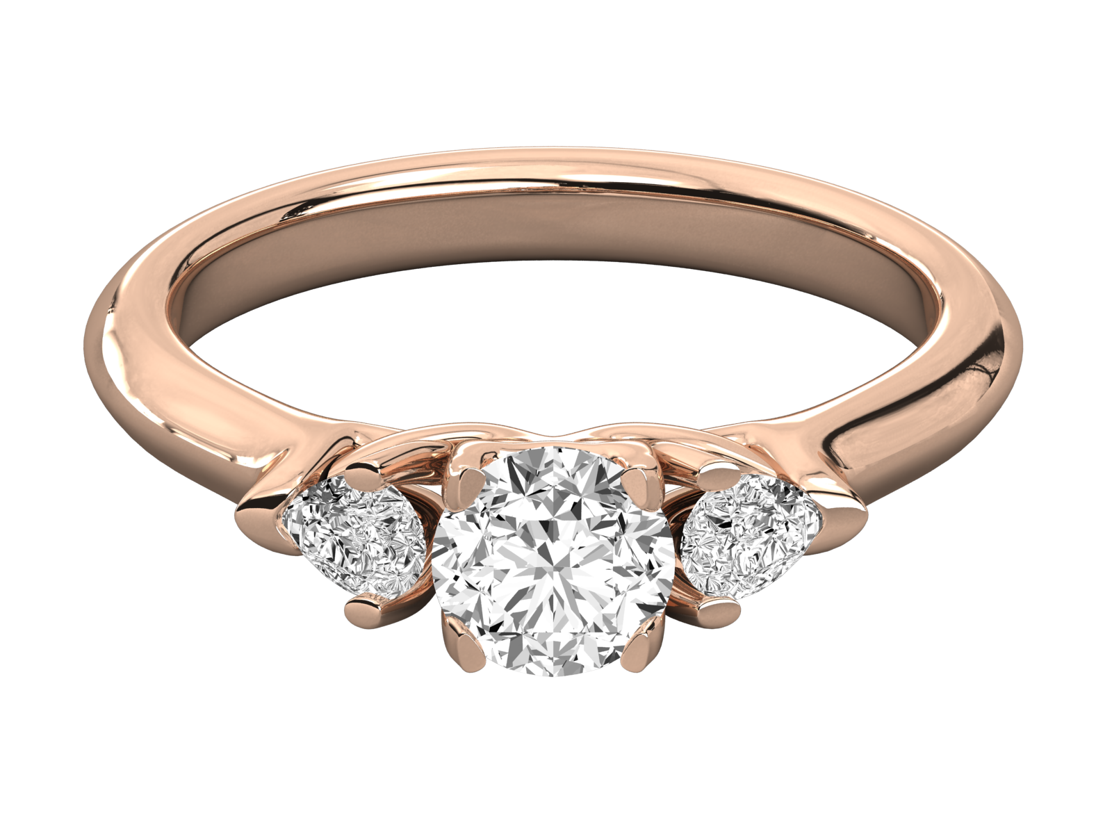 Round And Pear Cut Three-Stone Diamond Ring