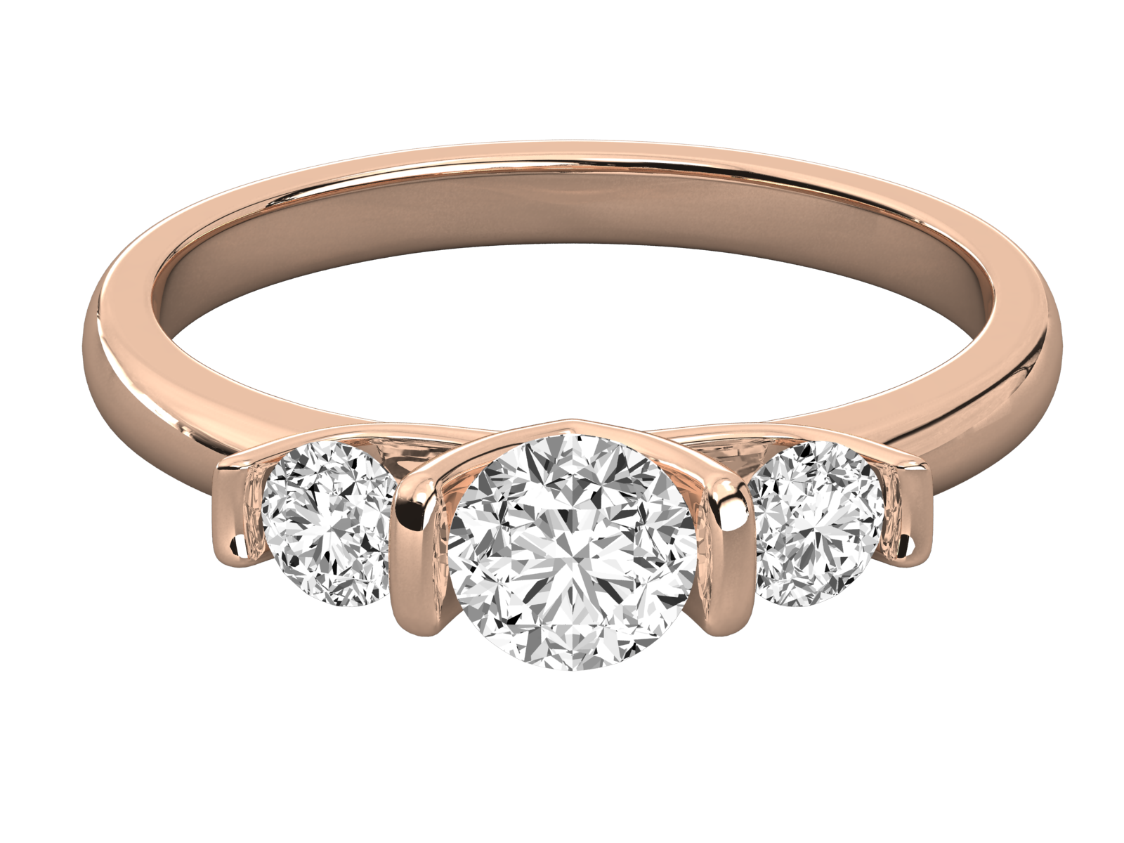 Modern Three-Stone Diamond Ring