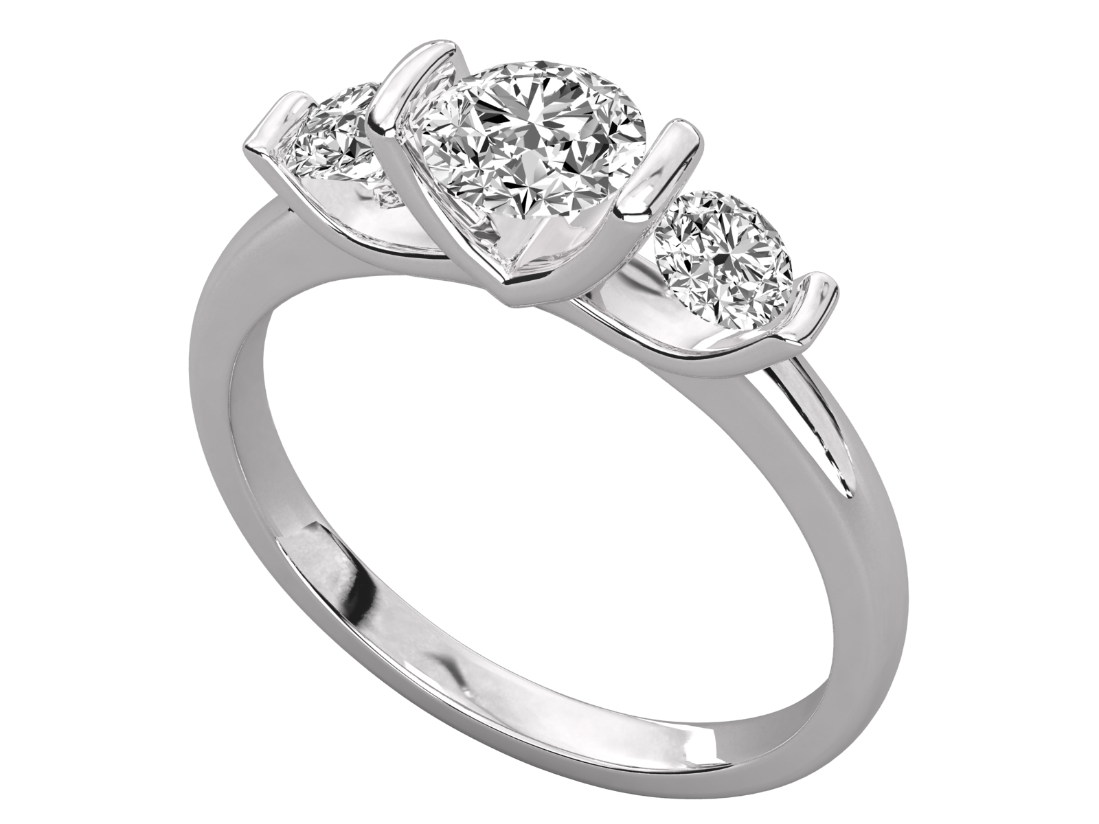 Modern Three-Stone Diamond Ring