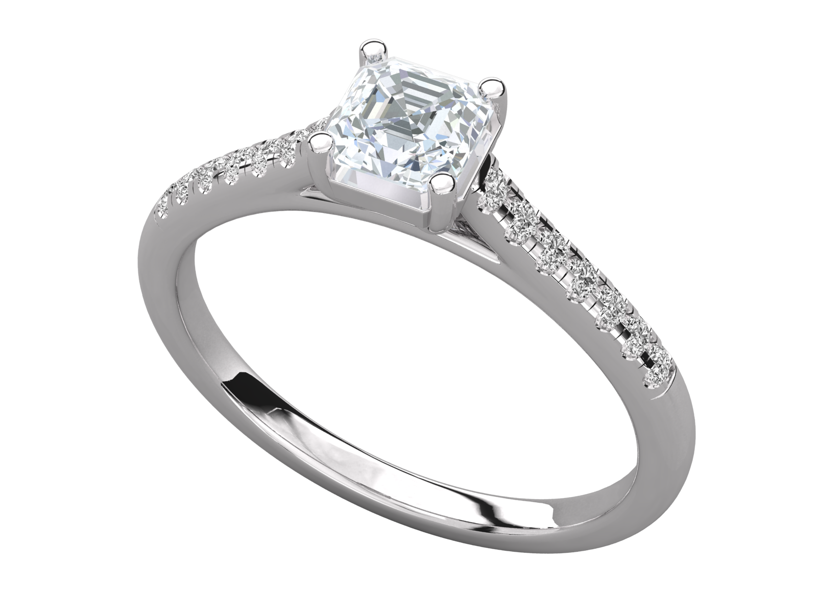 Asscher-Cut Diamond Engagement Ring 