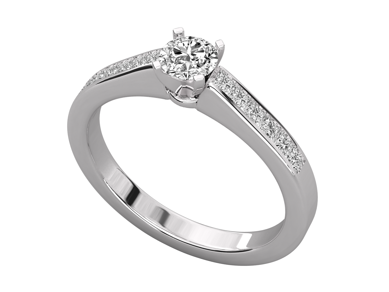 Channel-Set Round Diamond Engagement Ring