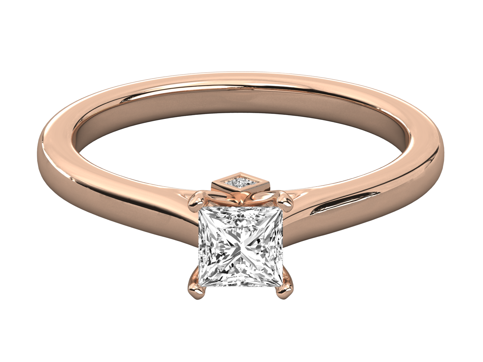 "Princess Cut Solitaire Diamond Ring
