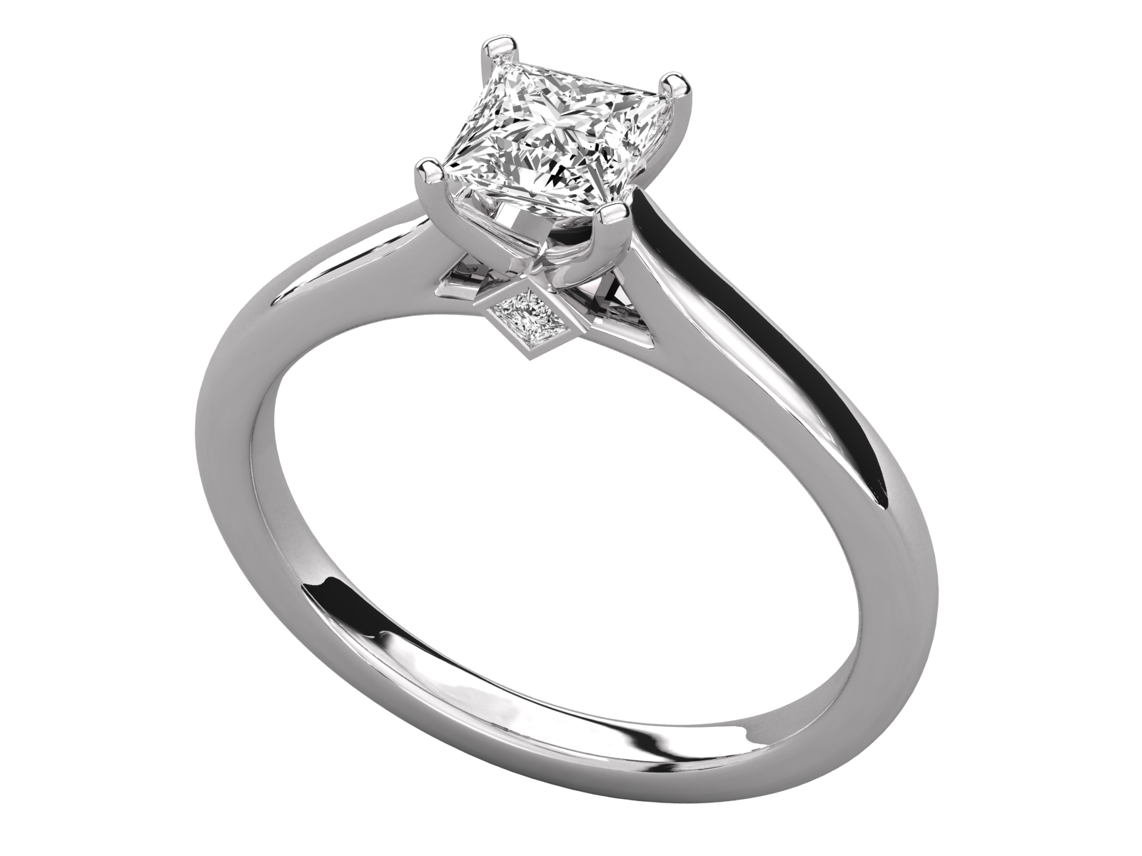 "Princess Cut Solitaire Diamond Ring