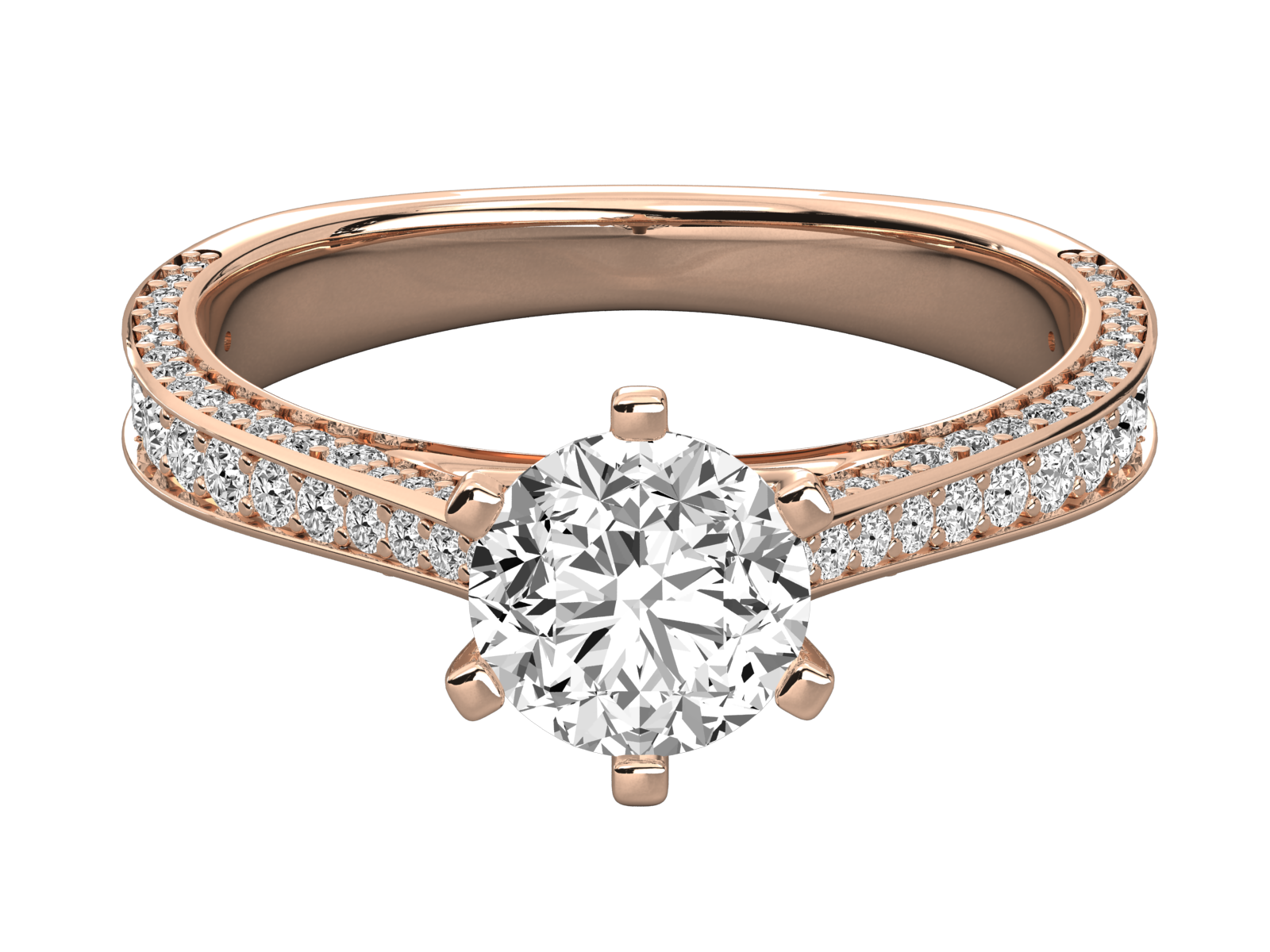 Double Band Diamond Engagement Ring