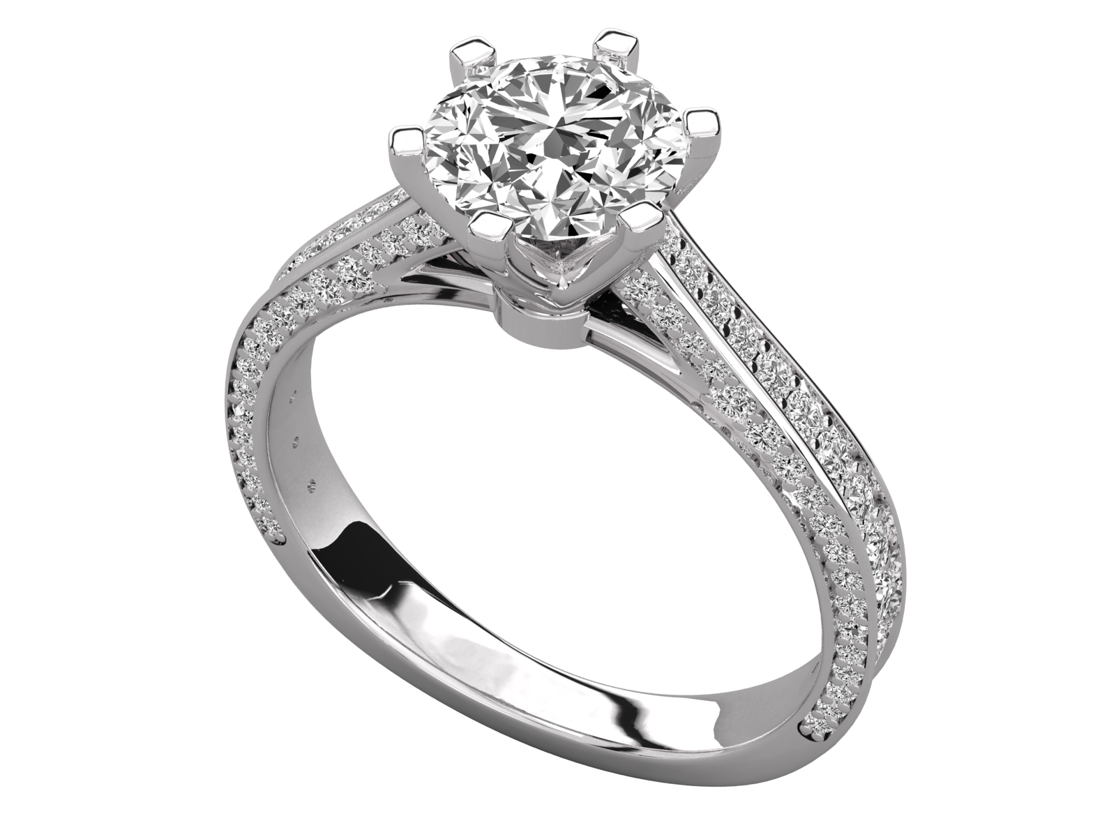 Double Band Diamond Engagement Ring