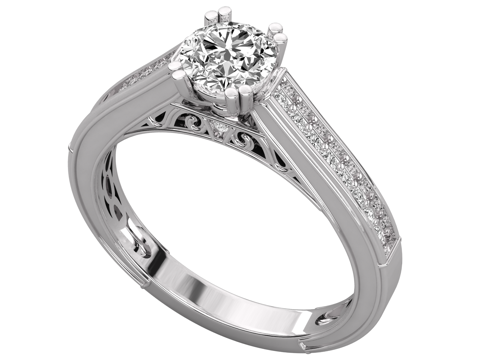 Channel-Set Round Diamond Engagement ring