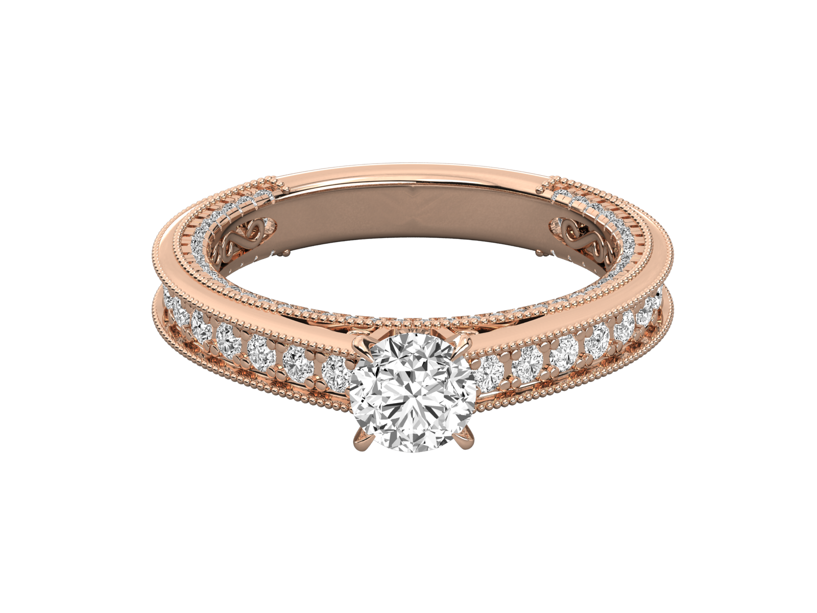 Double Band Pavé Engagement Ring