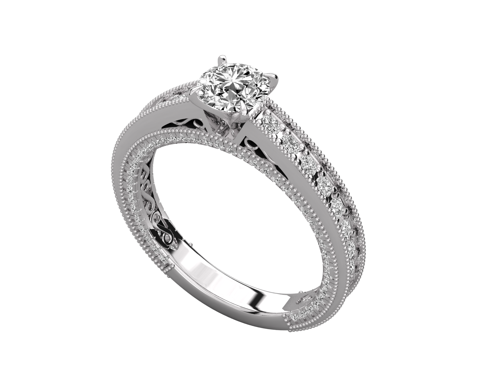 Double Band Pavé Engagement Ring