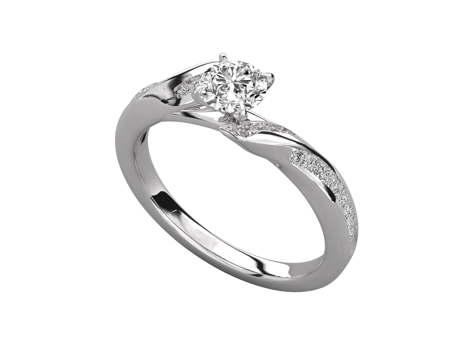 Twist Diamond Engagement Ring
