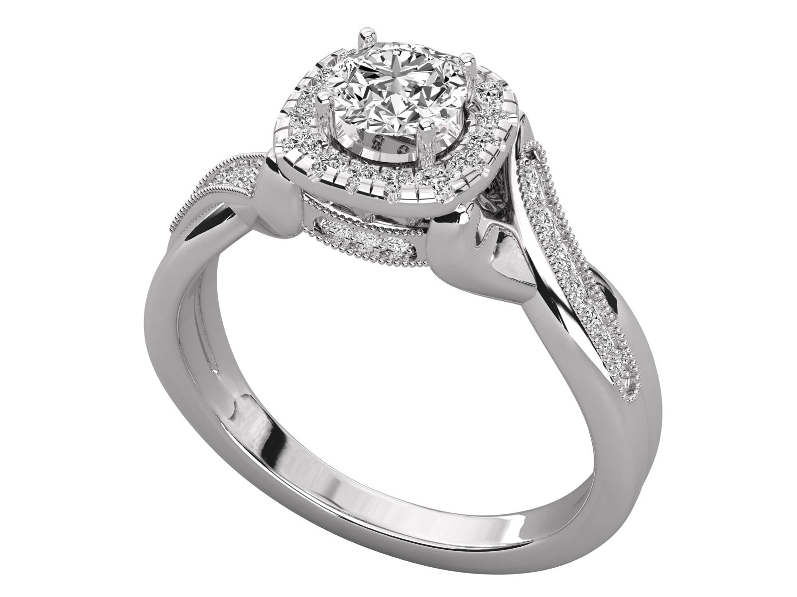 Halo Twist Diamond Engagement Ring