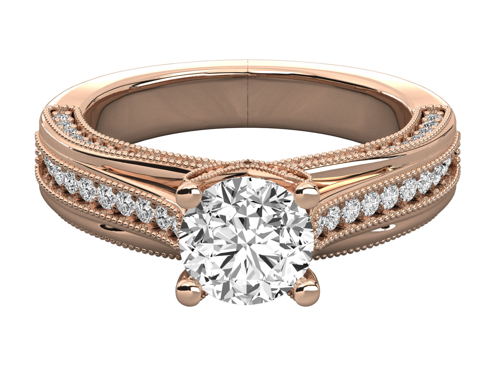 Double Row Diamond Engagement Ring