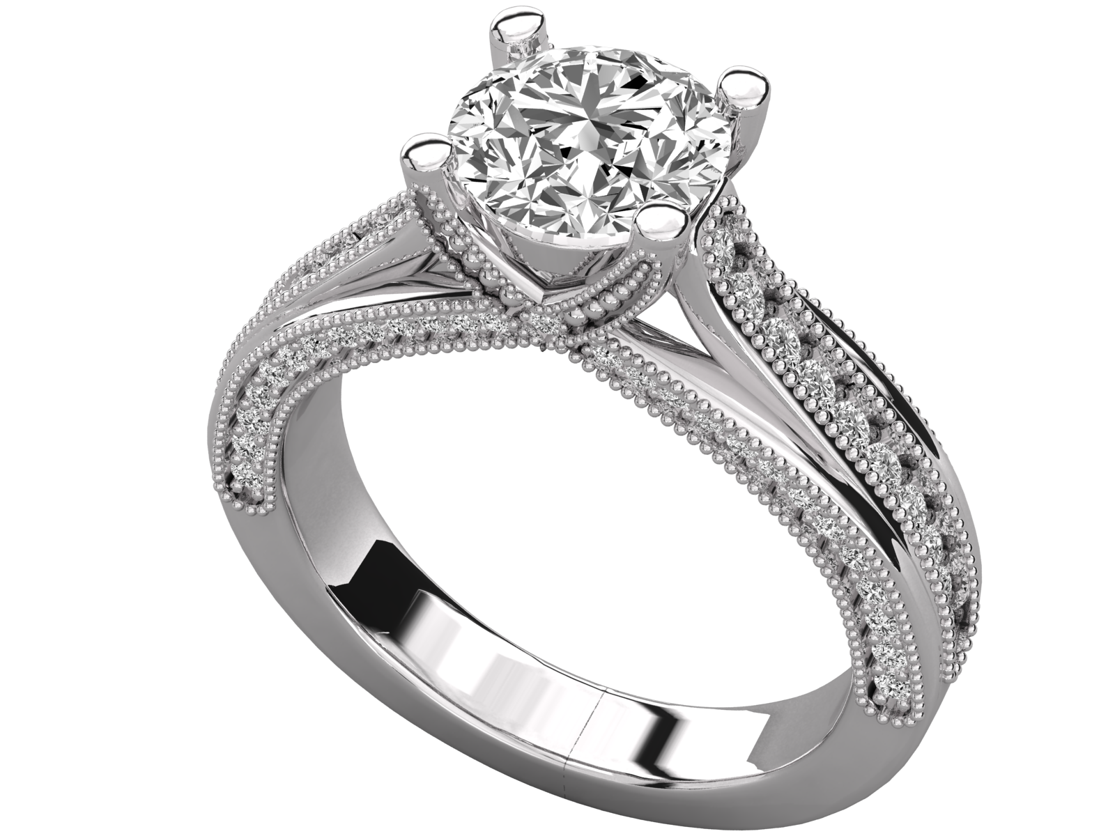 Double Row Diamond Engagement Ring
