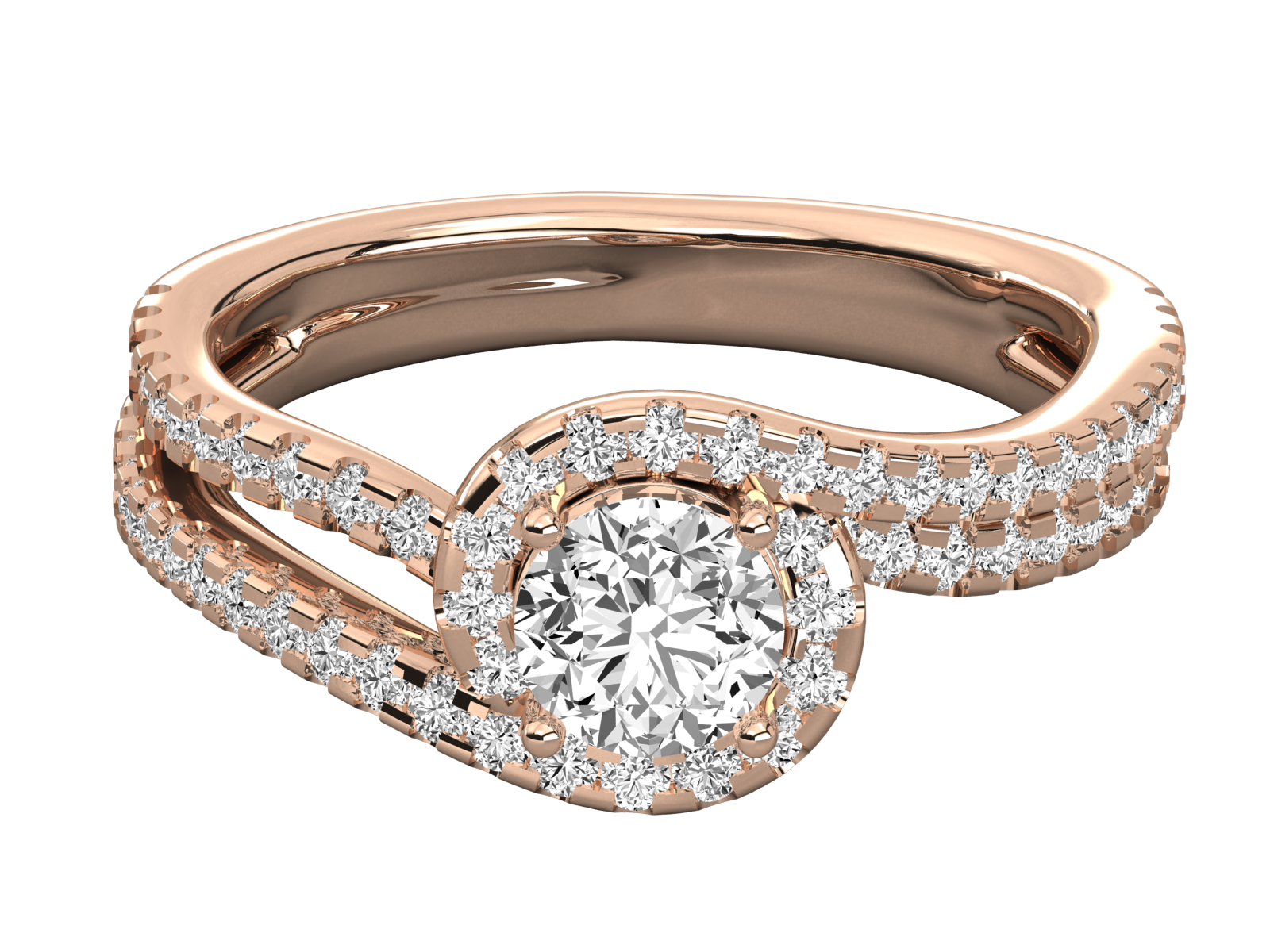Twist Halo Diamond Engagement Ring