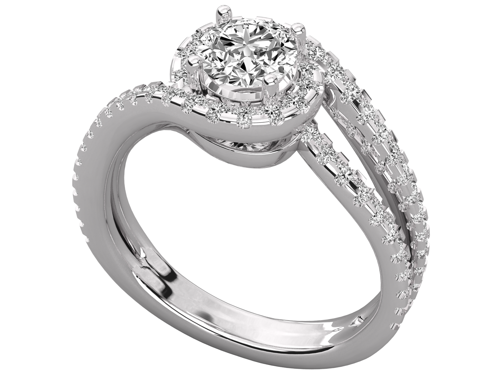 Twist Halo Diamond Engagement Ring