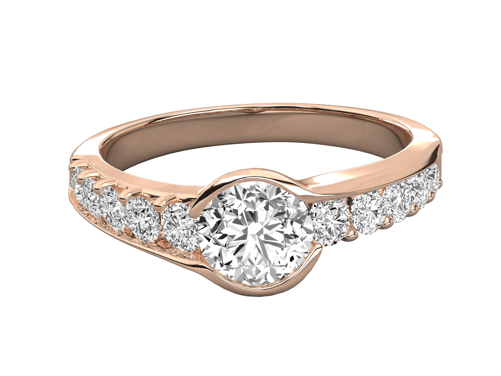 Bypass Diamond Engagement Ring