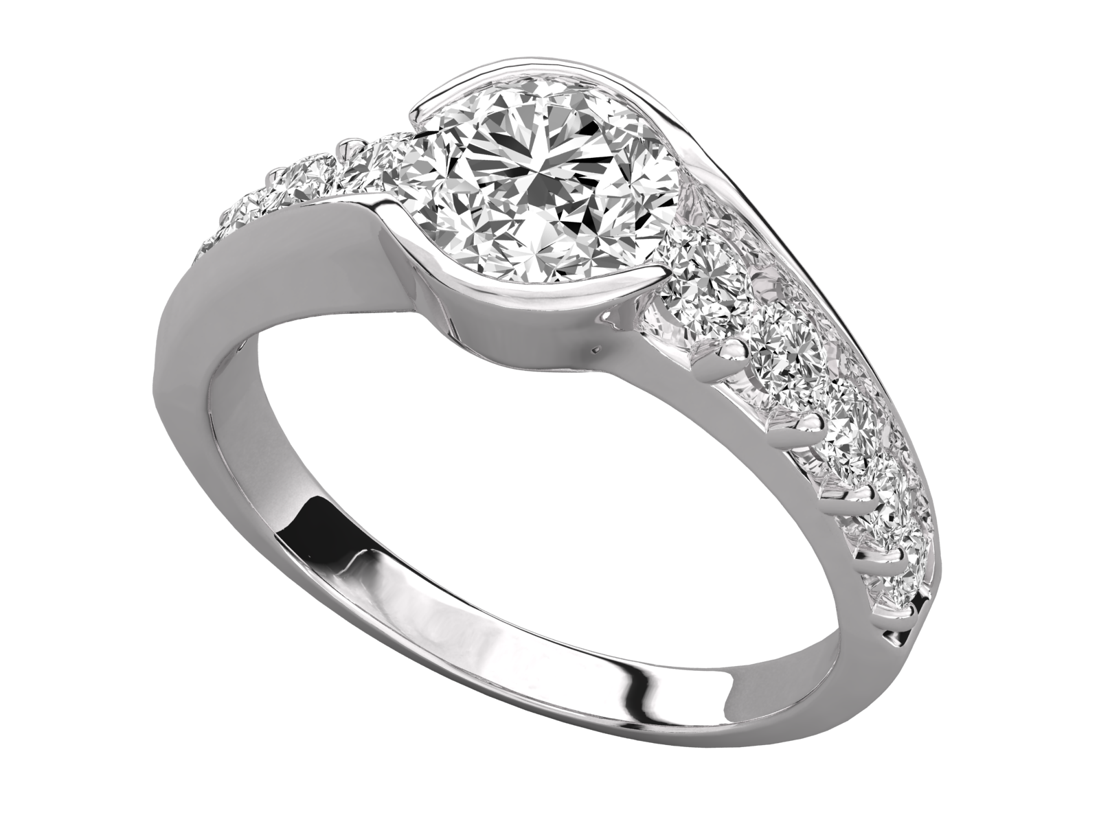 Bypass Diamond Engagement Ring