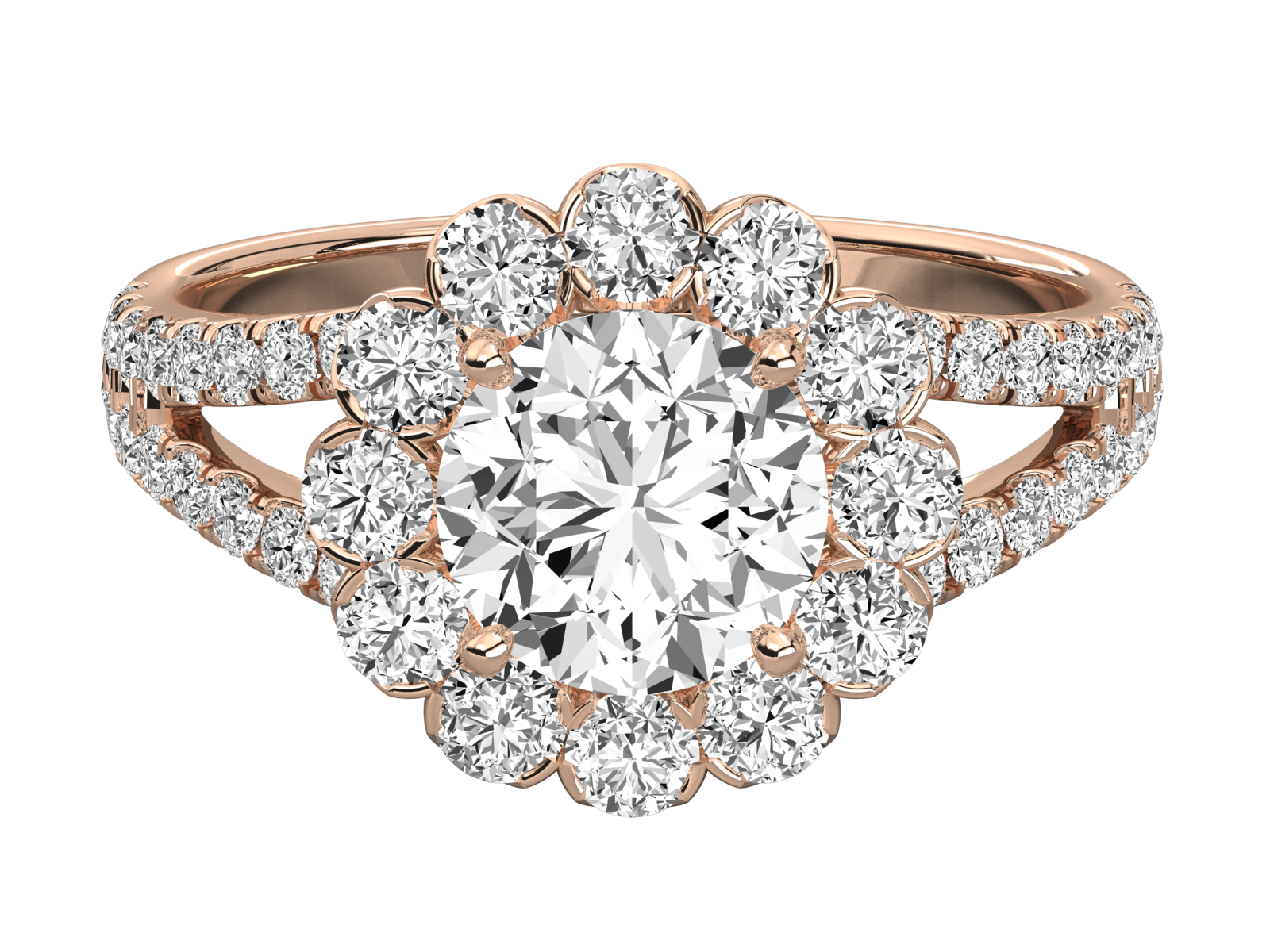 Floral Halo Engagement Ring
