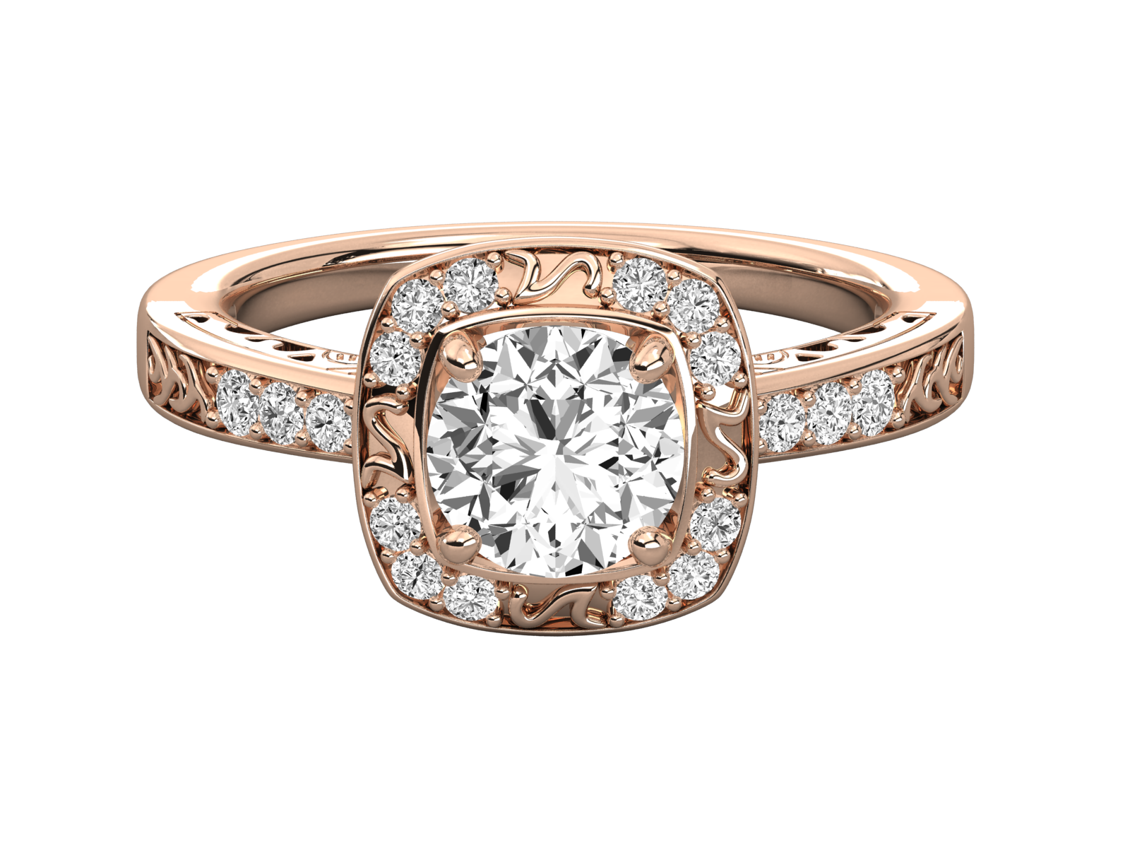 Filigree Diamond Engagement Ring