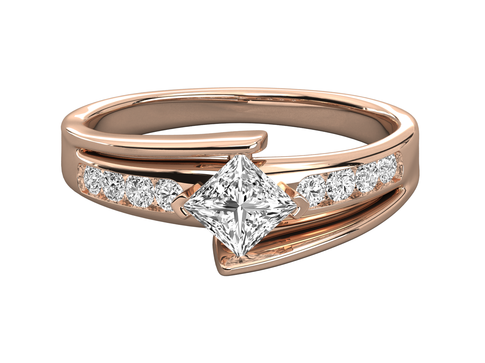 Split Shank Princess Cut Engagement Ring