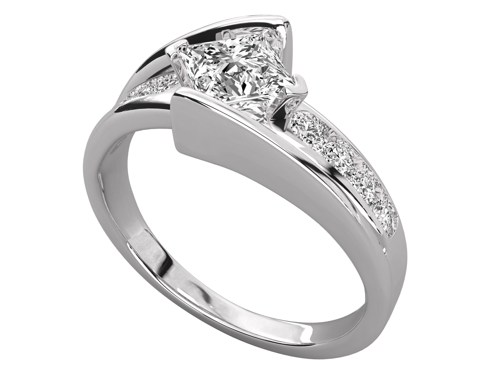 Split Shank Princess Cut Engagement Ring