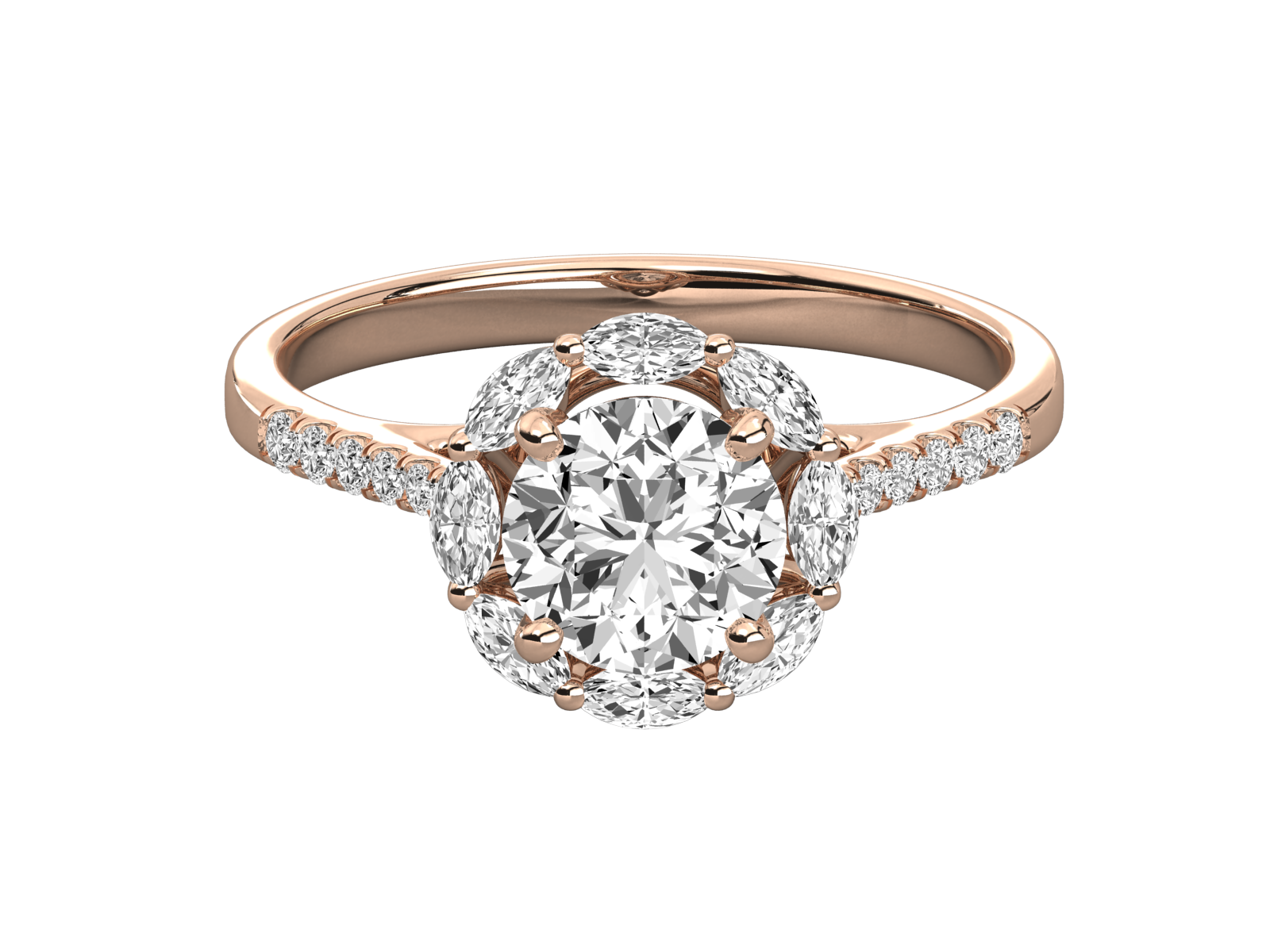 Floral Halo Diamond Engagement Ring
