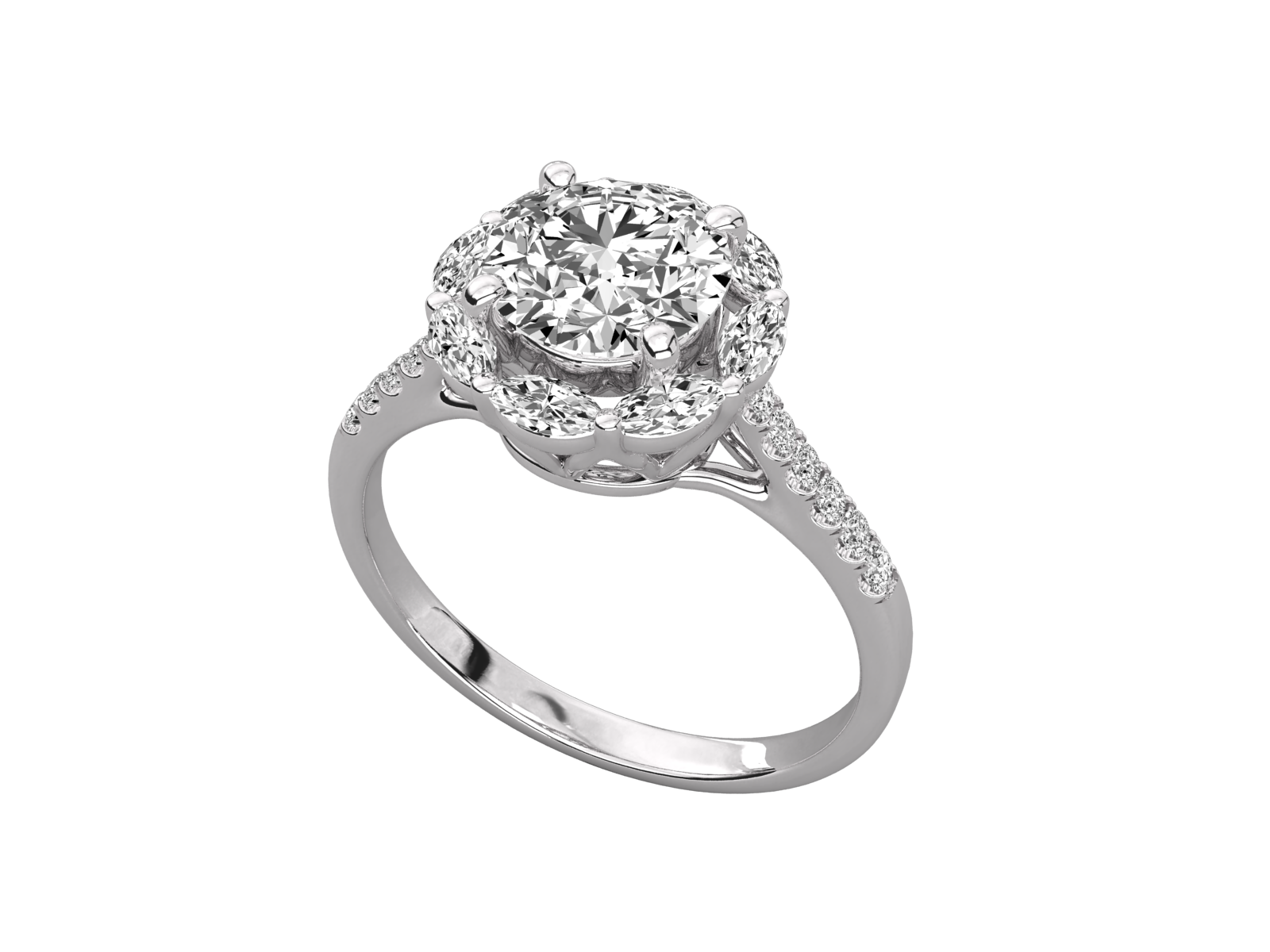 Floral Halo Diamond Engagement Ring