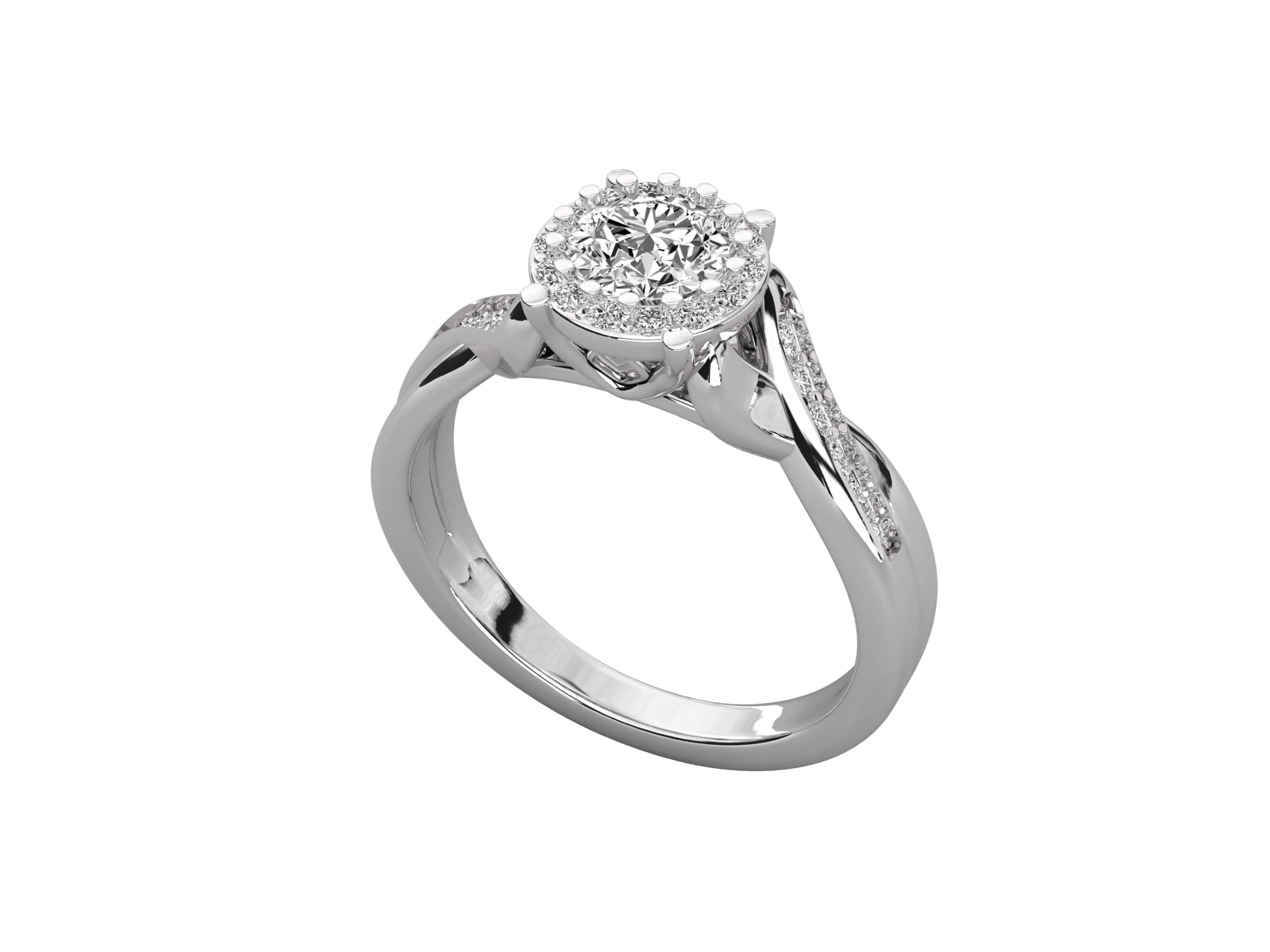 Twisted Halo Diamond Engagement Ring