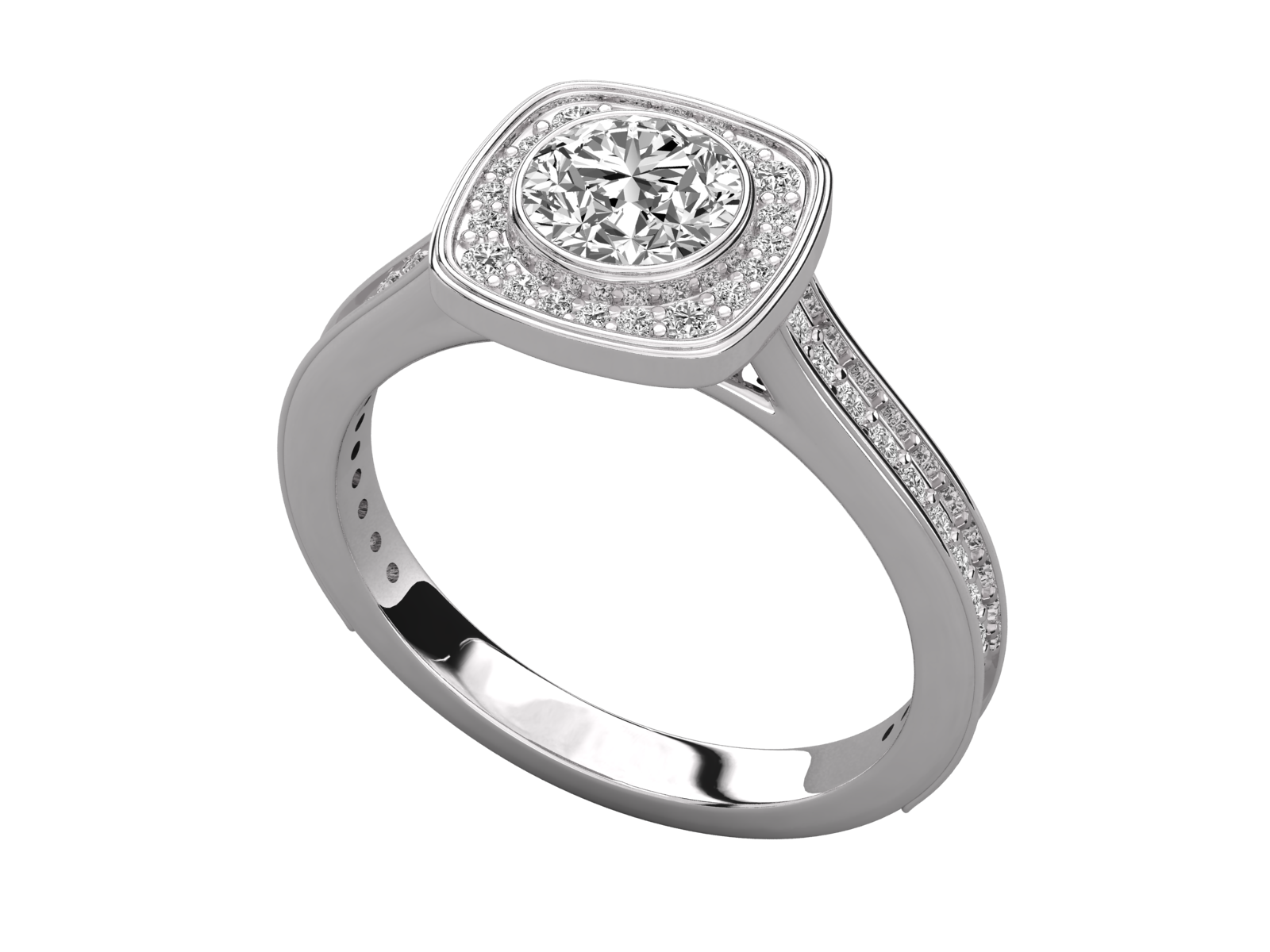 Cushion Halo Diamond Engagement Ring