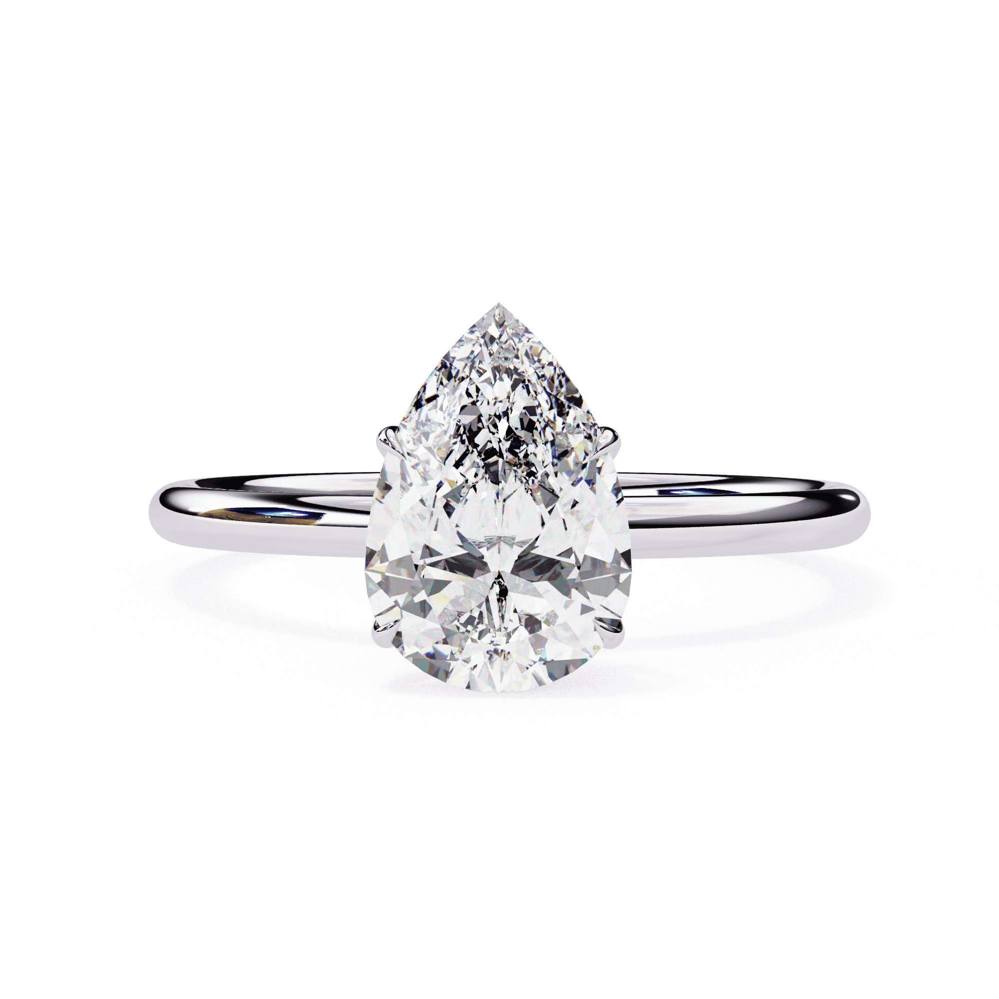 Pear-Cut Solitaire Diamond Engagement Ring