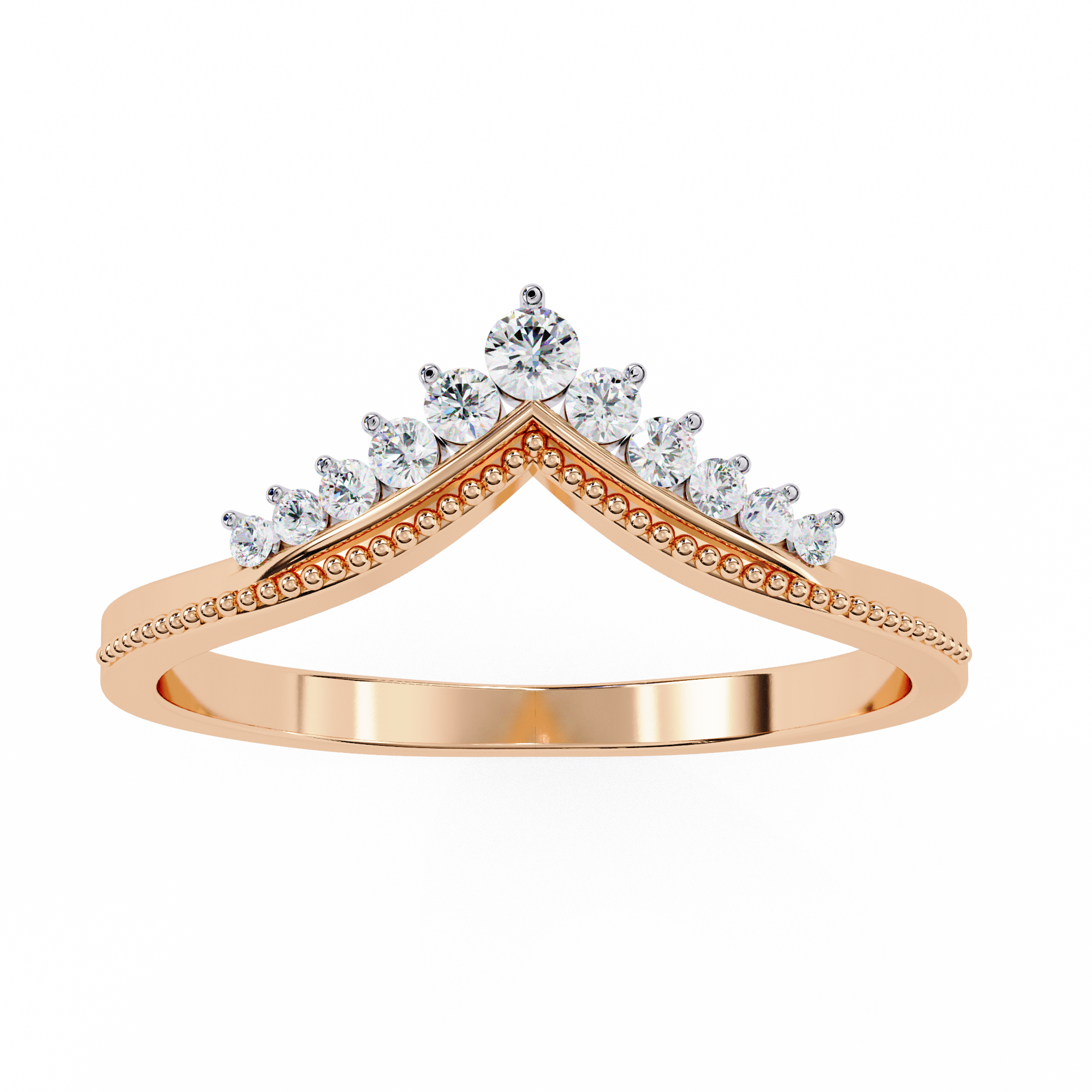 Crown-Inspired Diamond Chevron Ring