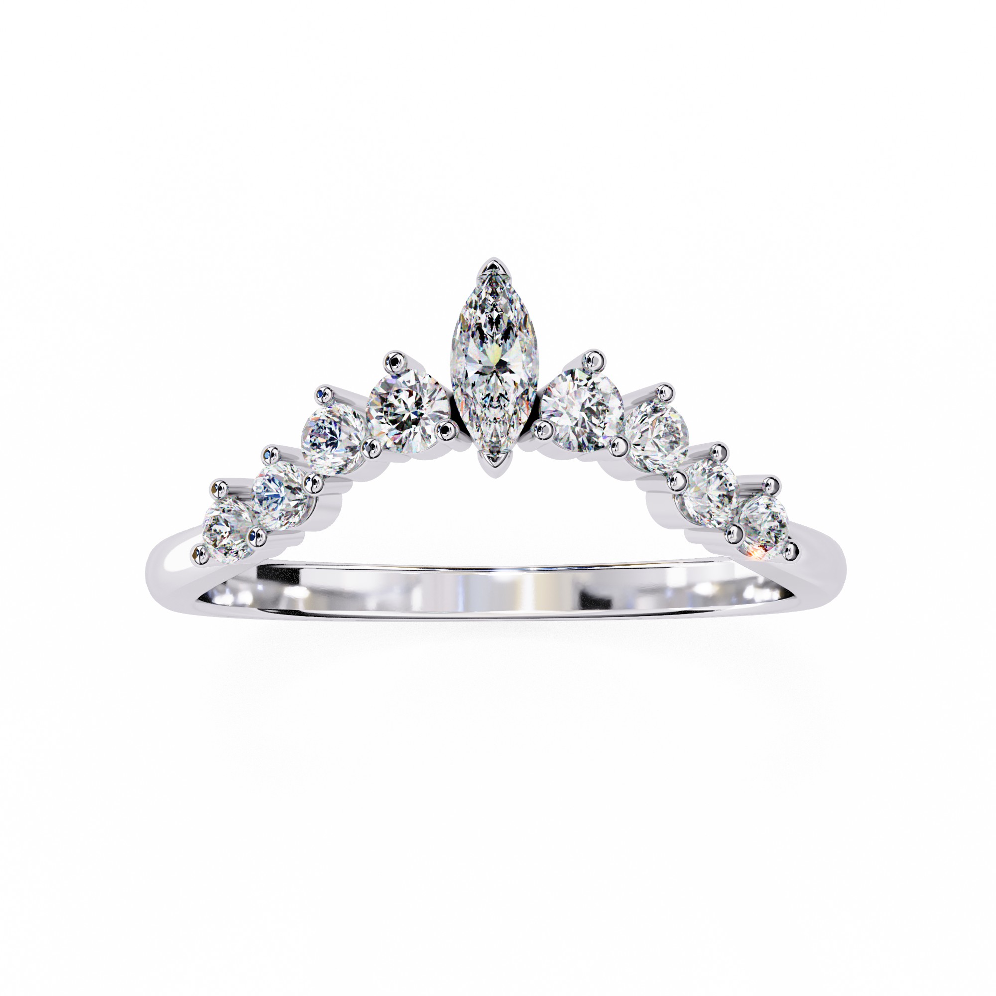 Marquise and Round Diamond Tiara Ring