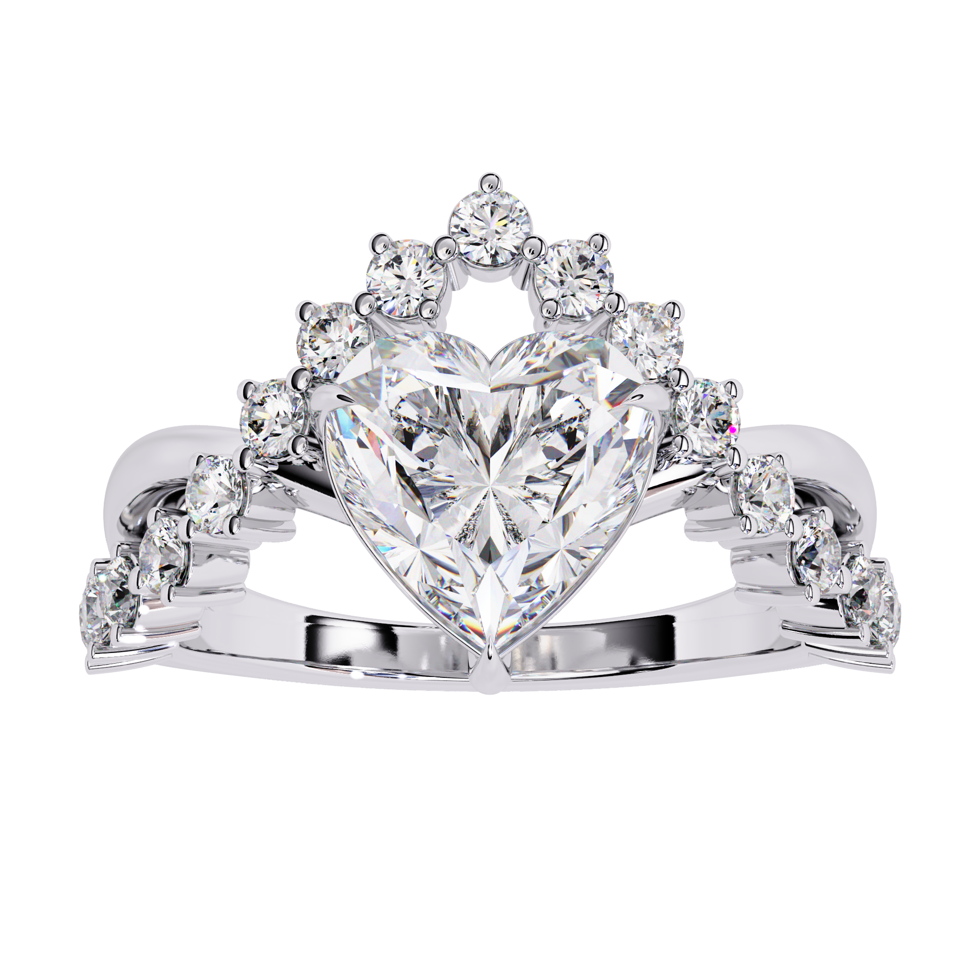 Crowned Love Heart-Shaped Diamond Ring