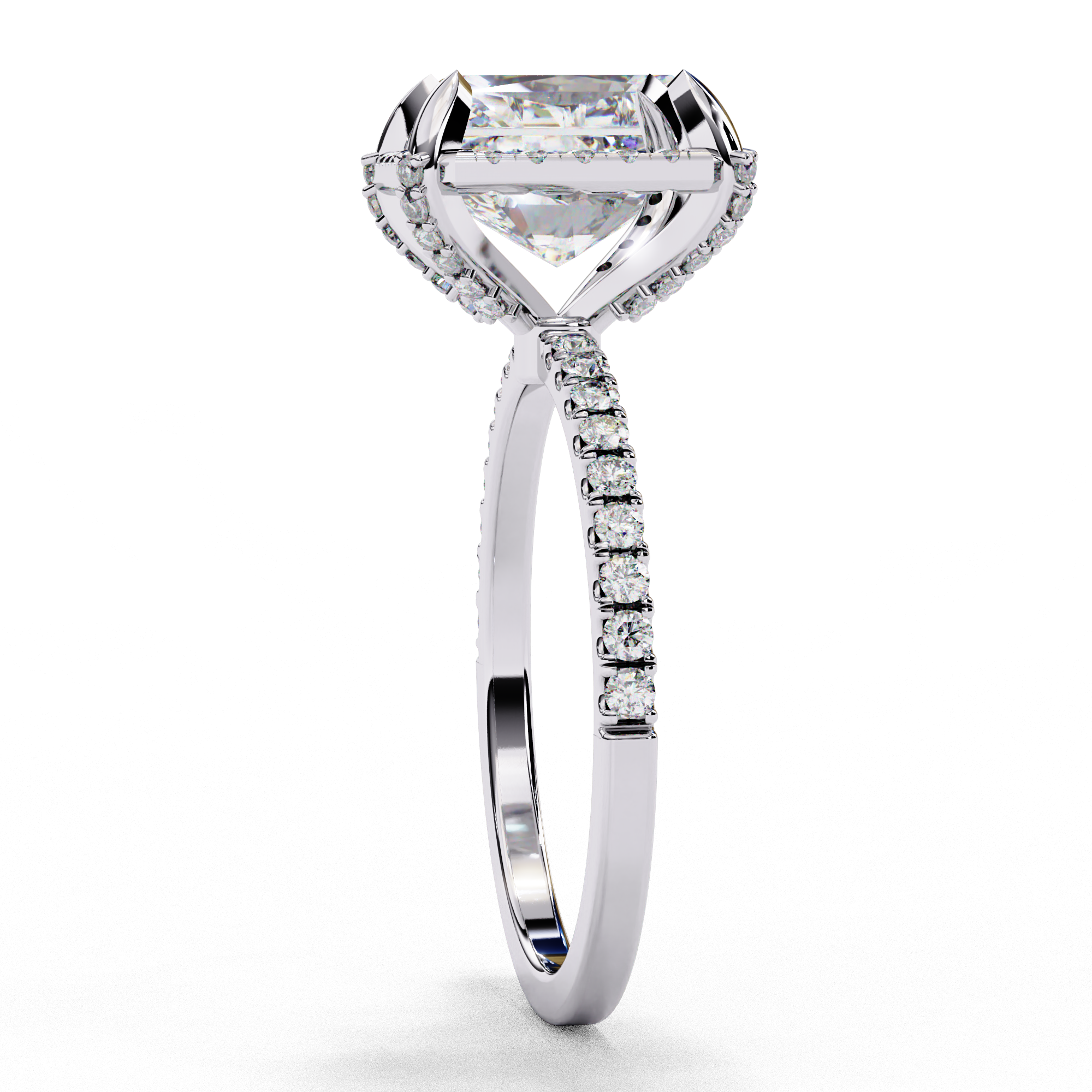 Radiant Cut Diamond Halo Engagement Ring