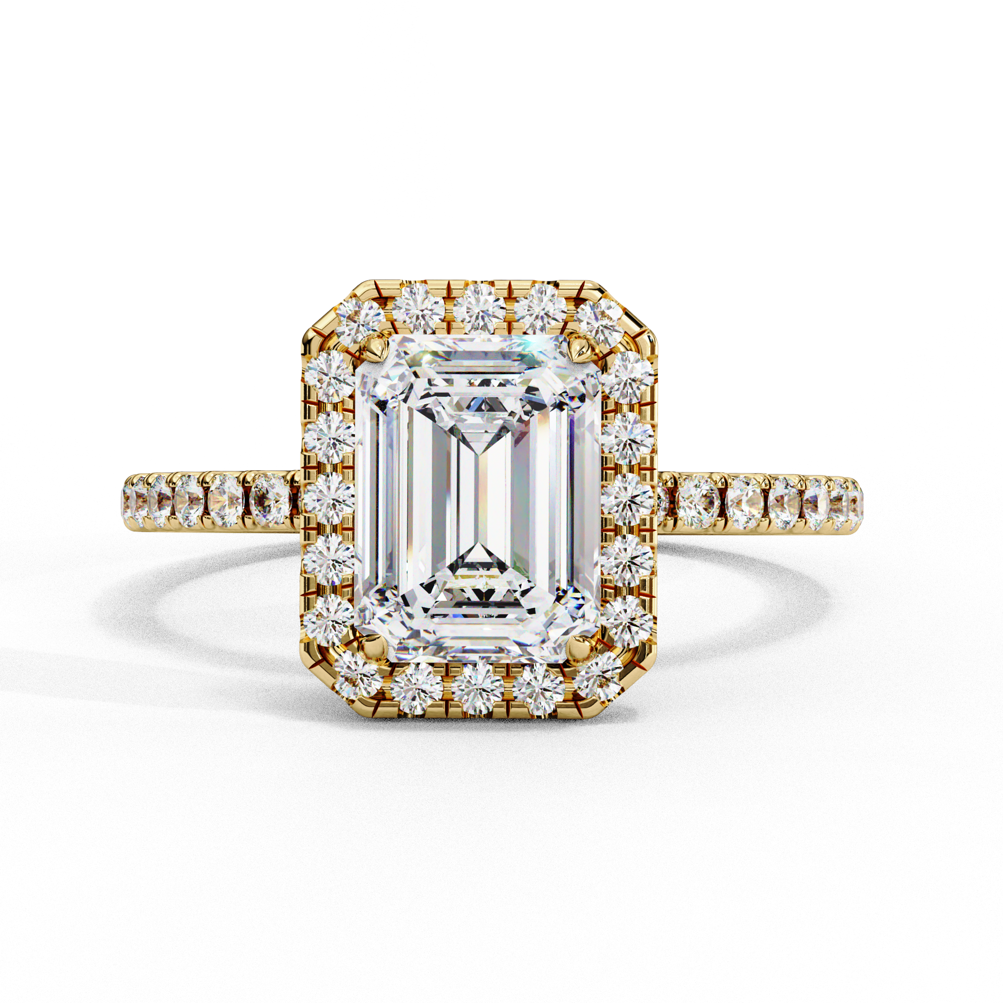Emerald-Cut Halo Diamond Engagement Ring